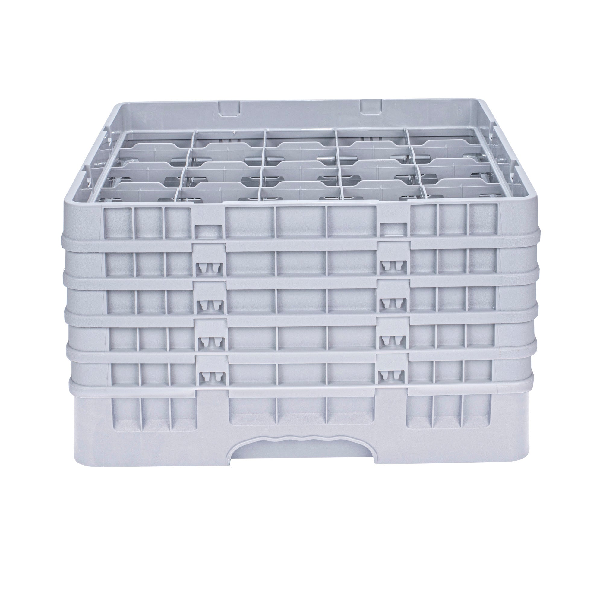 Clean Tek Professional Gray Glass Rack - 25 Compartments, 1 Full Drop and 4 Half Drop Extenders - 19 3/4" x 19 3/4" x 12 1/4" - 1 count box