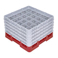 Clean Tek Professional Red Glass Rack - 25 Compartments, 1 Full Drop and 4 Half Drop Extenders - 19 3/4" x 19 3/4" x 12 1/4" - 1 count box