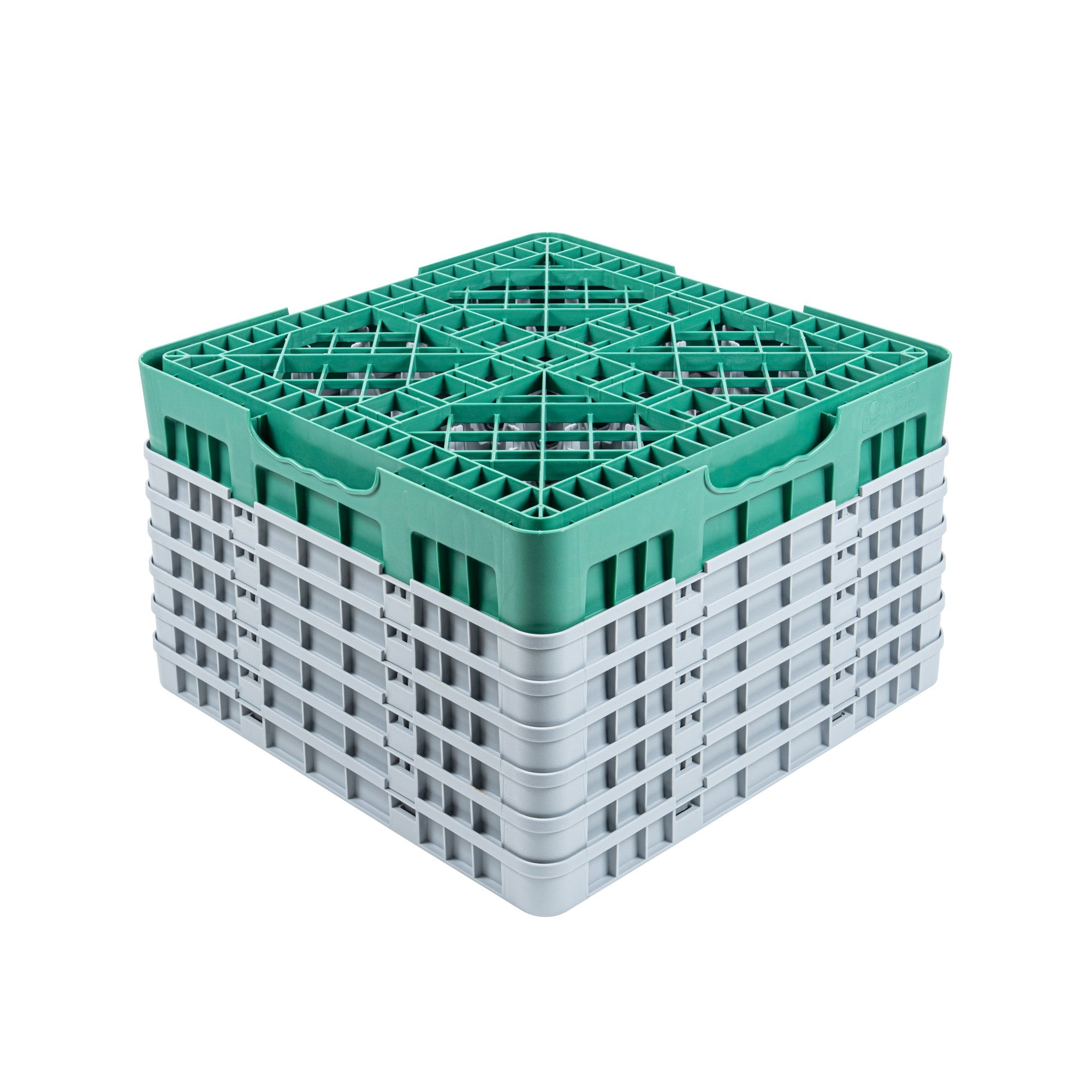 Clean Tek Professional Green Glass Rack - 25 Compartments, 1 Full Drop and 5 Half Drop Extenders - 19 3/4" x 19 3/4" x 13 3/4" - 1 count box