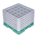 Clean Tek Professional Green Glass Rack - 25 Compartments, 1 Full Drop and 5 Half Drop Extenders - 19 3/4" x 19 3/4" x 13 3/4" - 1 count box