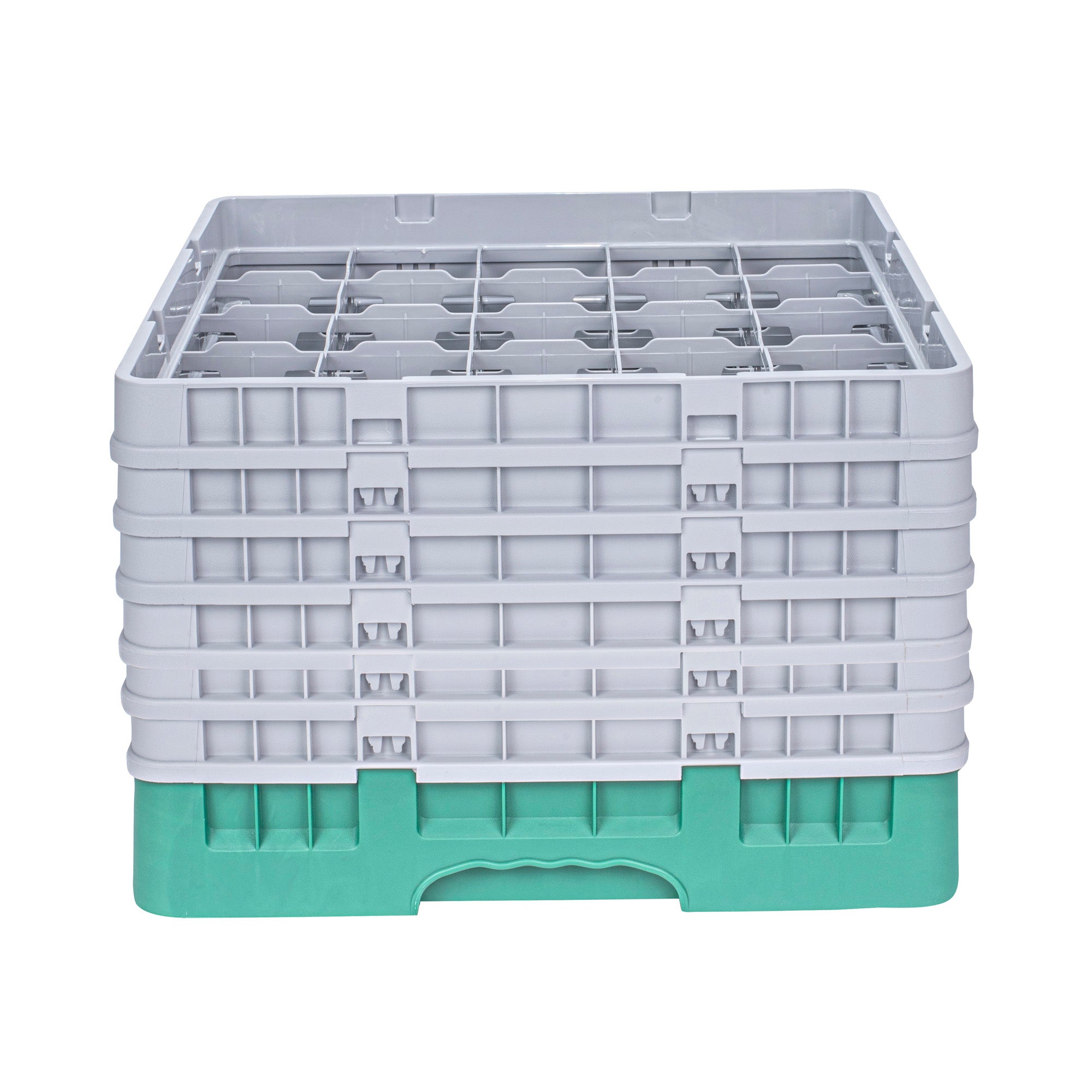 Clean Tek Professional Green Glass Rack - 25 Compartments, 1 Full Drop and 5 Half Drop Extenders - 19 3/4" x 19 3/4" x 13 3/4" - 1 count box