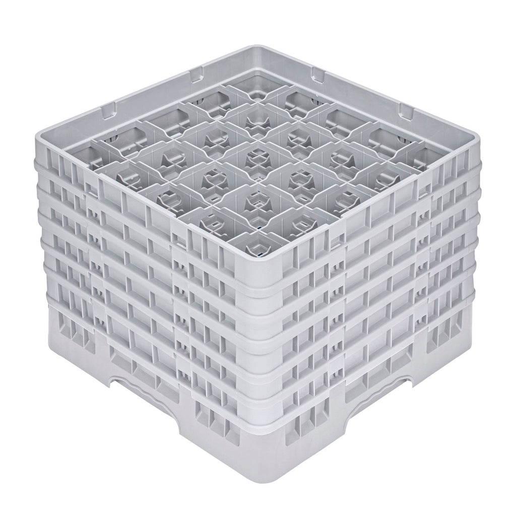 Clean Tek Professional Gray Glass Rack - 25 Compartments, 1 Full Drop and 5 Half Drop Extenders - 19 3/4" x 19 3/4" x 13 3/4" - 1 count box