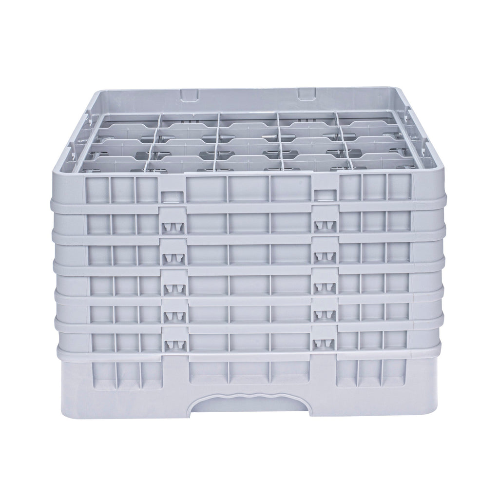 Clean Tek Professional Gray Glass Rack - 25 Compartments, 1 Full Drop and 5 Half Drop Extenders - 19 3/4" x 19 3/4" x 13 3/4" - 1 count box