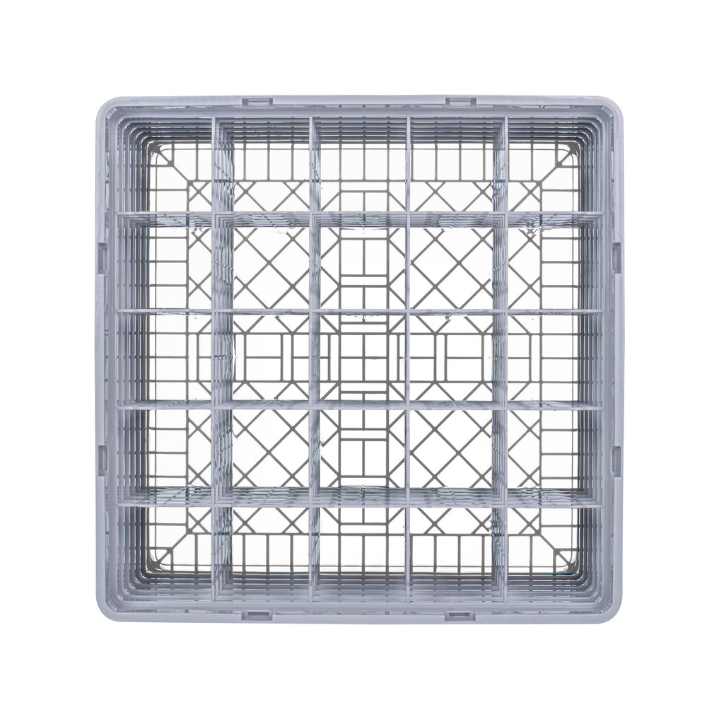Clean Tek Professional Gray Glass Rack - 25 Compartments, 1 Full Drop and 5 Half Drop Extenders - 19 3/4" x 19 3/4" x 13 3/4" - 1 count box