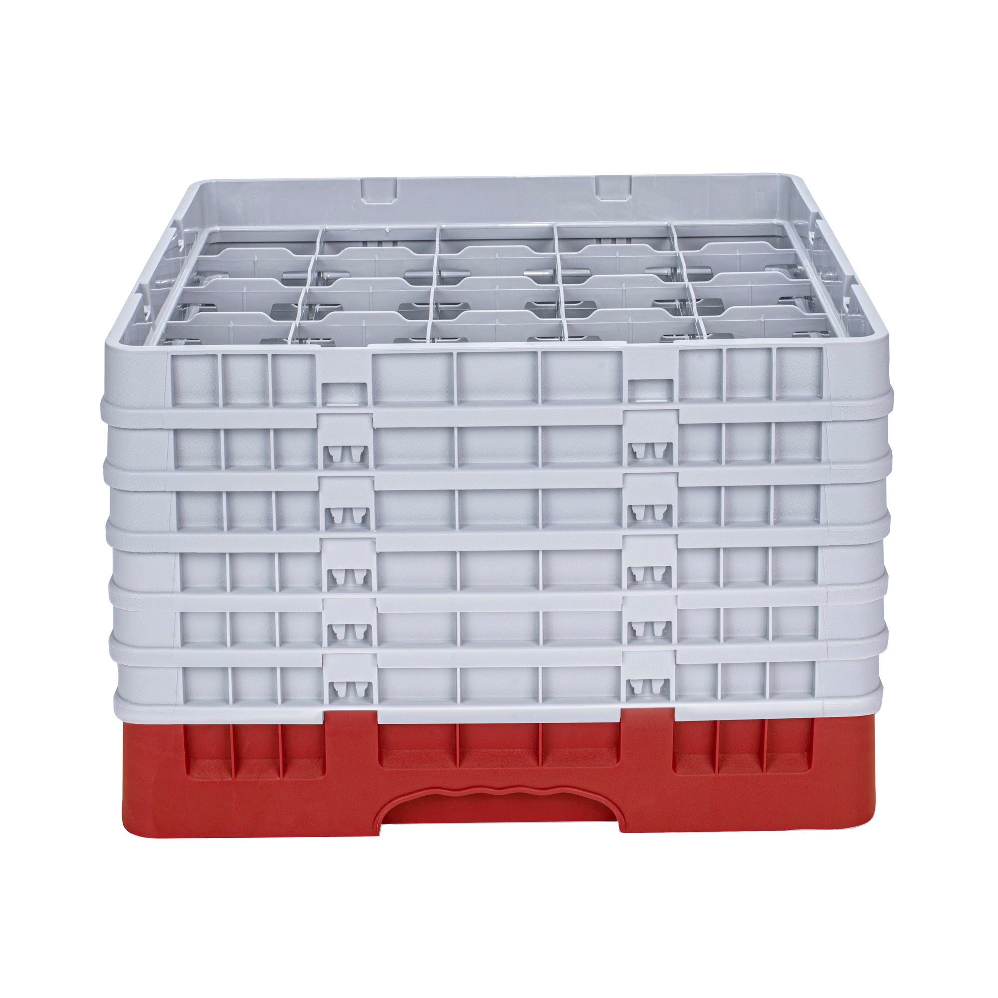 Clean Tek Professional Red Glass Rack - 25 Compartments, 1 Full Drop and 5 Half Drop Extenders - 19 3/4" x 19 3/4" x 13 3/4" - 1 count box