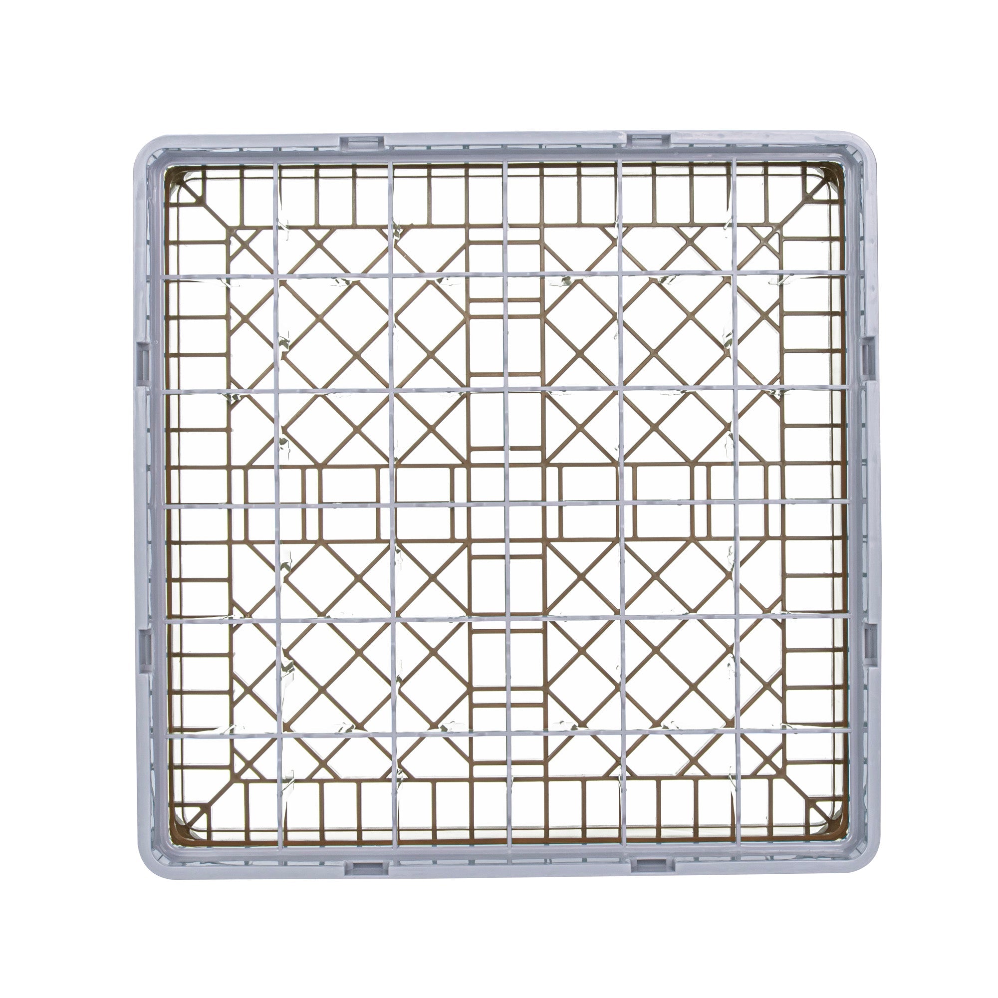 Clean Tek Professional Brown Glass Rack - 36 Compartments, 1 Full Drop Extender - 19 3/4" x 19 3/4" x 5 3/4" - 1 count box