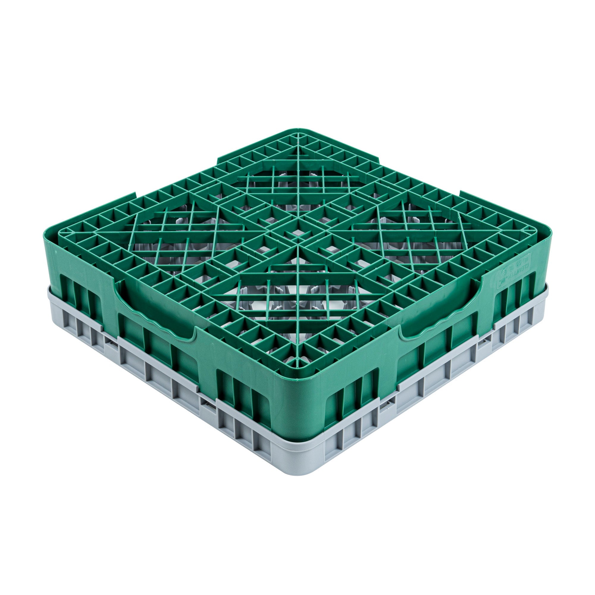Clean Tek Professional Green Glass Rack - 36 Compartments, 1 Full Drop Extender - 19 3/4" x 19 3/4" x 5 3/4" - 1 count box