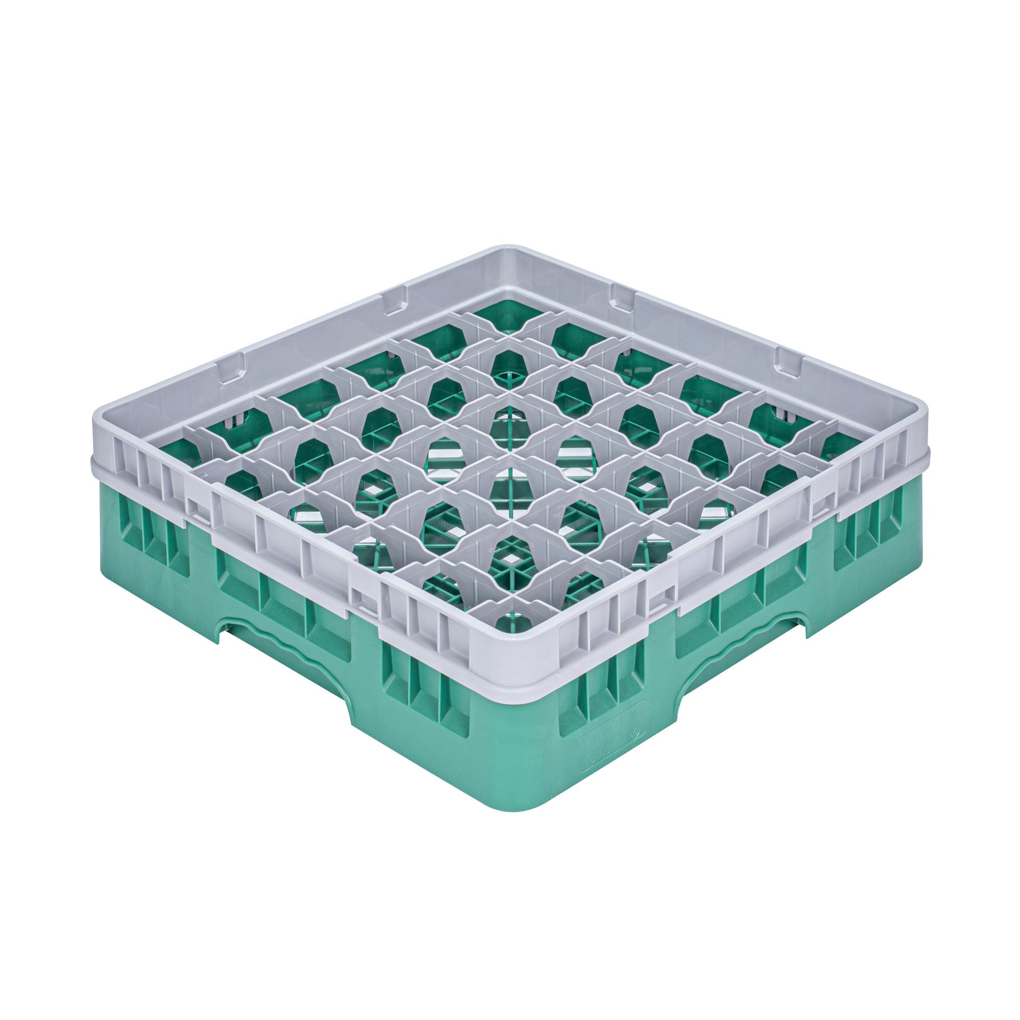 Clean Tek Professional Green Glass Rack - 36 Compartments, 1 Full Drop Extender - 19 3/4" x 19 3/4" x 5 3/4" - 1 count box