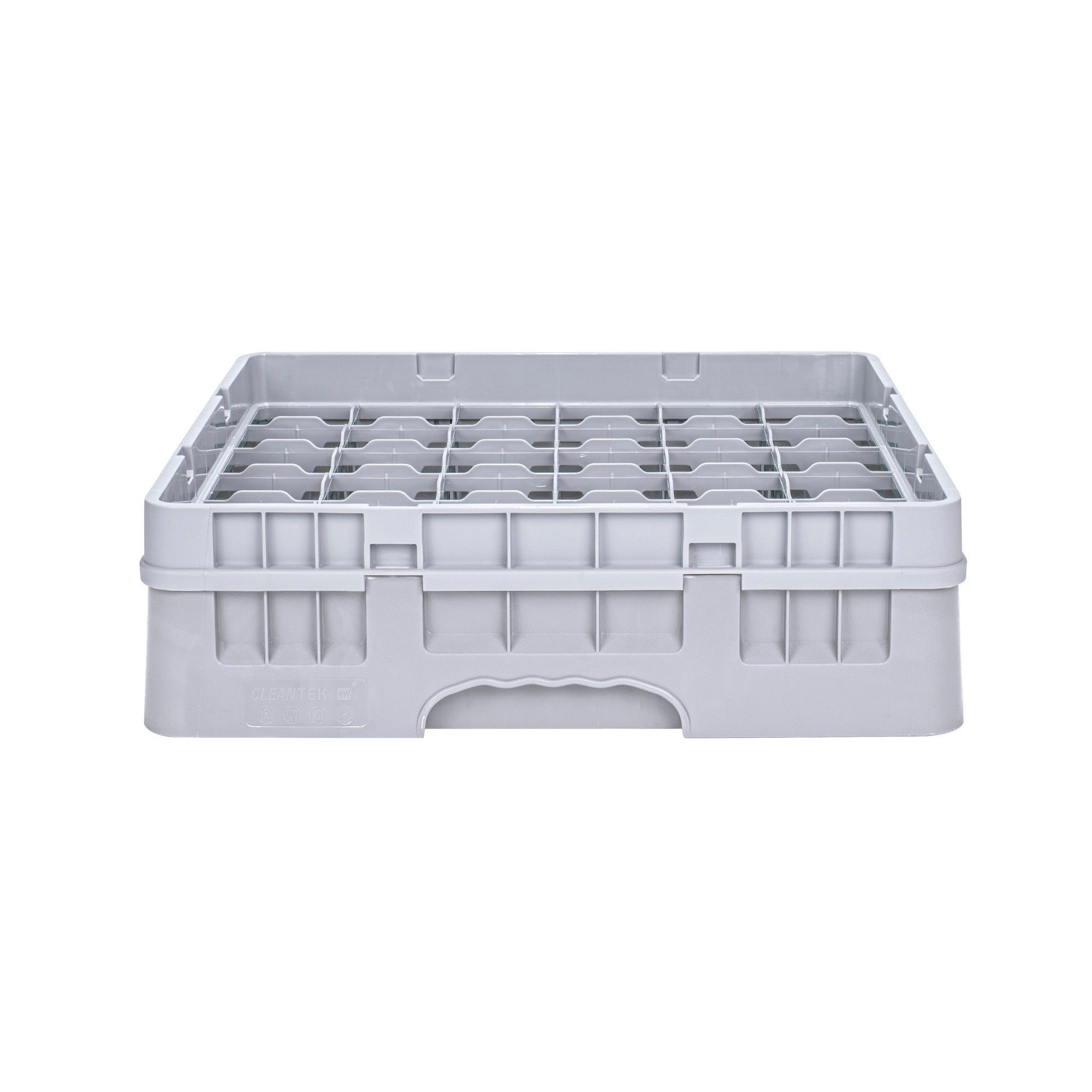 Clean Tek Professional Gray Glass Rack - 36 Compartments, 1 Full Drop Extender - 19 3/4" x 19 3/4" x 5 3/4" - 1 count box