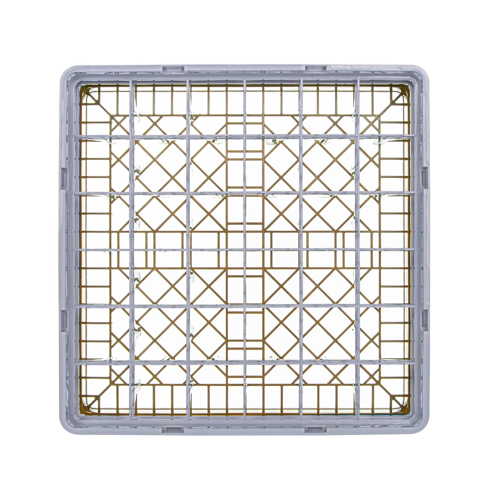 Clean Tek Professional Brown Glass Rack - 36 Compartments, 1 Full Drop and 1 Half Drop Extender - 19 3/4" x 19 3/4" x 7 1/4" - 1 count box