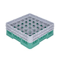 Clean Tek Professional Green Glass Rack - 36 Compartments, 1 Full Drop and 1 Half Drop Extender - 19 3/4" x 19 3/4" x 7 1/4" - 1 count box