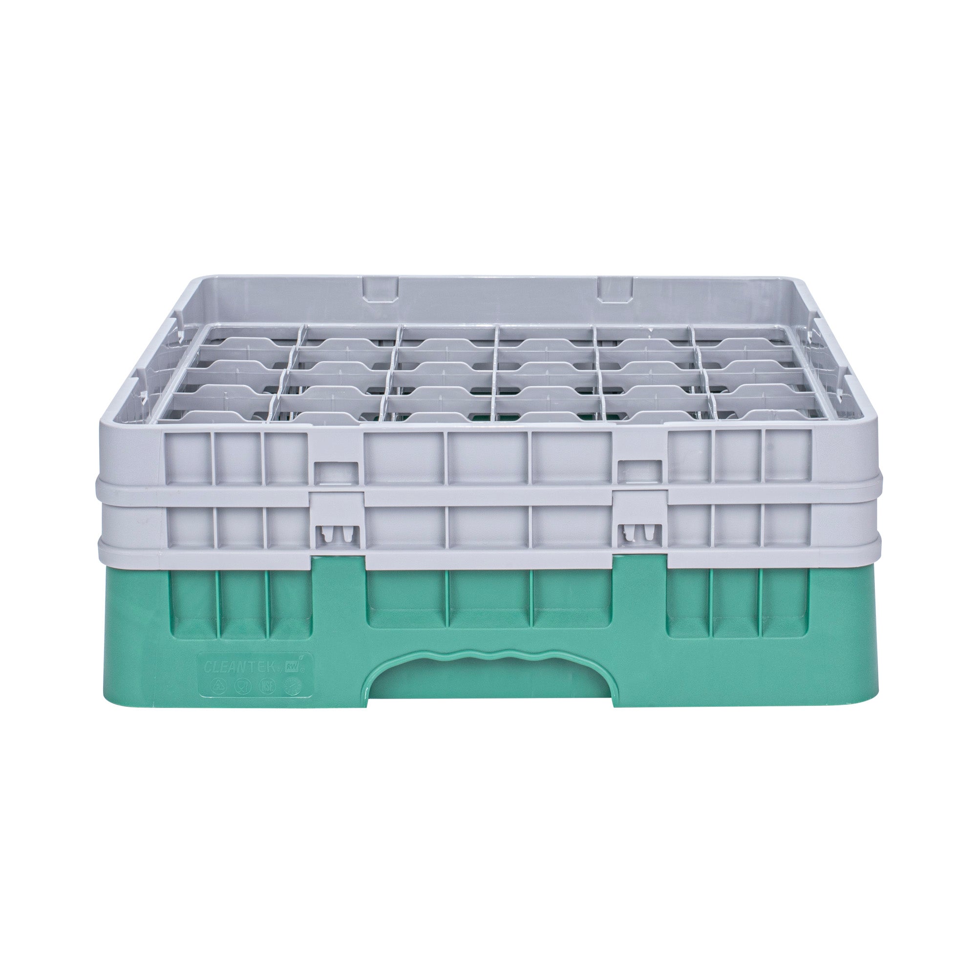 Clean Tek Professional Green Glass Rack - 36 Compartments, 1 Full Drop and 1 Half Drop Extender - 19 3/4" x 19 3/4" x 7 1/4" - 1 count box