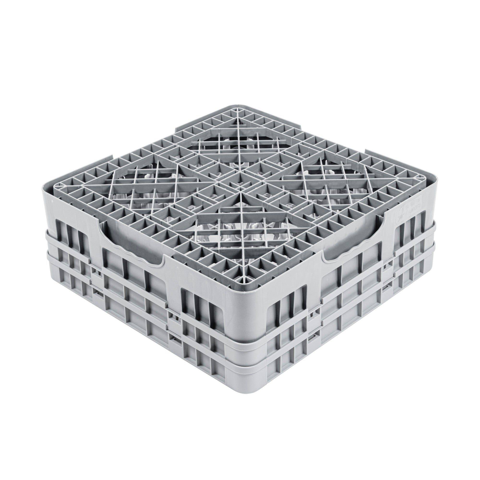 Clean Tek Professional Gray Glass Rack - 36 Compartments, 1 Full Drop and 1 Half Drop Extender - 19 3/4" x 19 3/4" x 7 1/4" - 1 count box