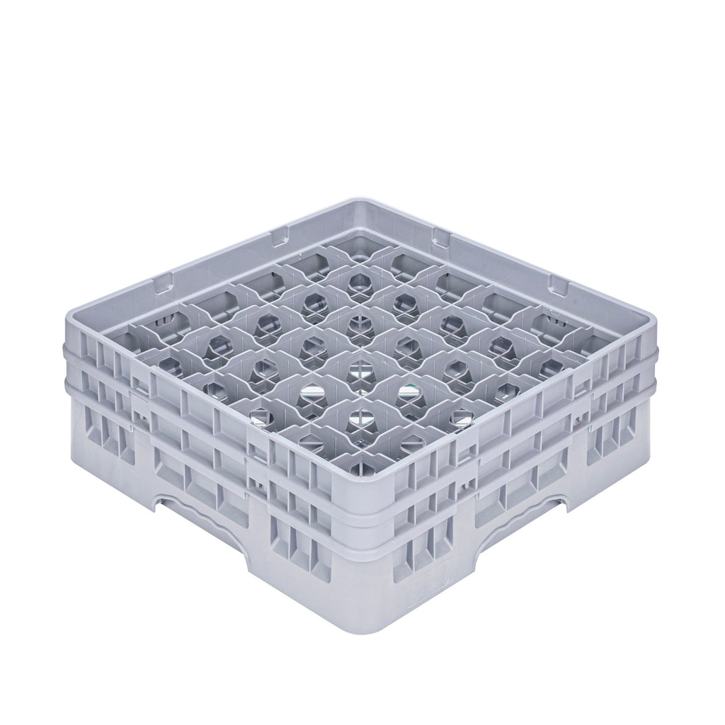Clean Tek Professional Gray Glass Rack - 36 Compartments, 1 Full Drop and 1 Half Drop Extender - 19 3/4" x 19 3/4" x 7 1/4" - 1 count box