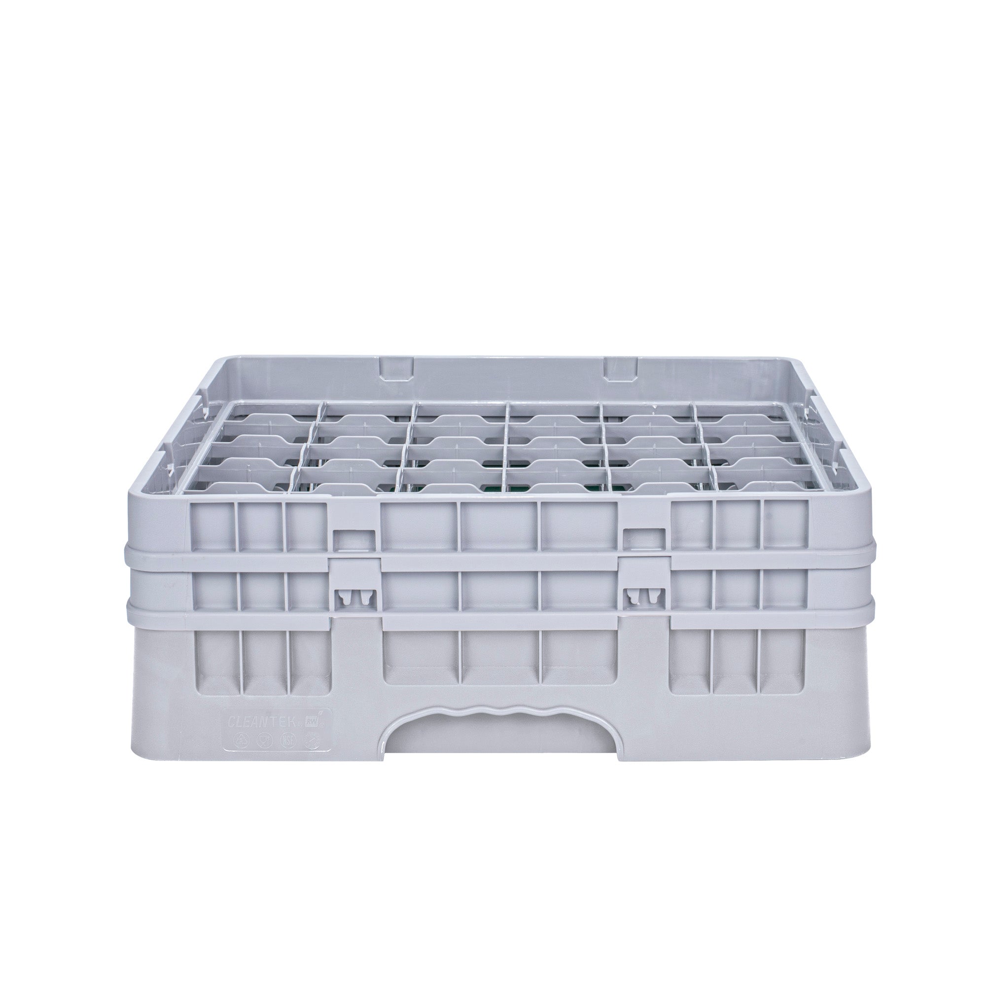 Clean Tek Professional Gray Glass Rack - 36 Compartments, 1 Full Drop and 1 Half Drop Extender - 19 3/4" x 19 3/4" x 7 1/4" - 1 count box