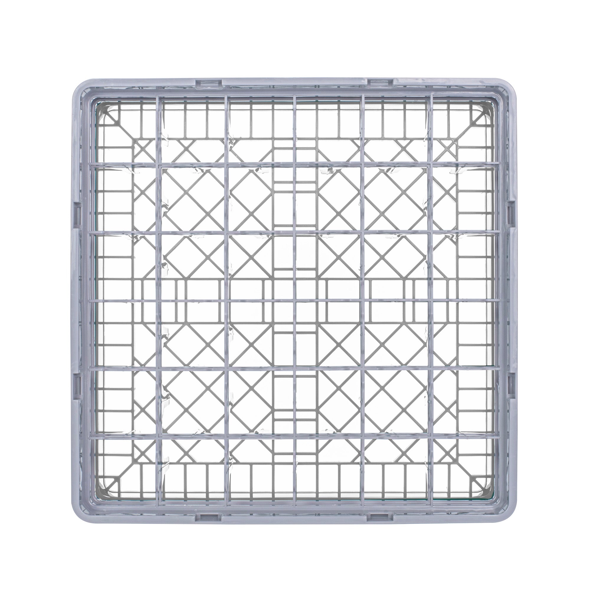 Clean Tek Professional Gray Glass Rack - 36 Compartments, 1 Full Drop and 1 Half Drop Extender - 19 3/4" x 19 3/4" x 7 1/4" - 1 count box