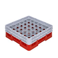 Clean Tek Professional Red Glass Rack - 36 Compartments, 1 Full Drop and 1 Half Drop Extender - 19 3/4" x 19 3/4" x 7 1/4" - 1 count box
