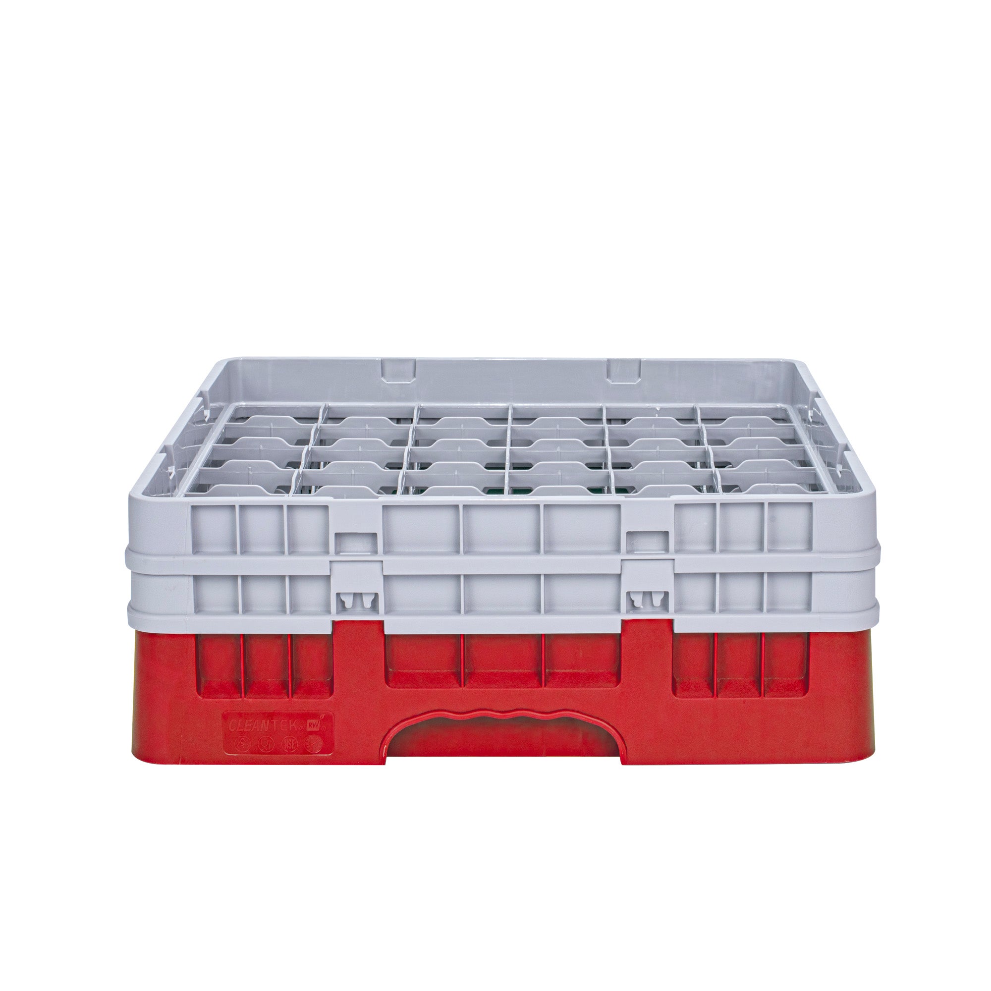 Clean Tek Professional Red Glass Rack - 36 Compartments, 1 Full Drop and 1 Half Drop Extender - 19 3/4" x 19 3/4" x 7 1/4" - 1 count box