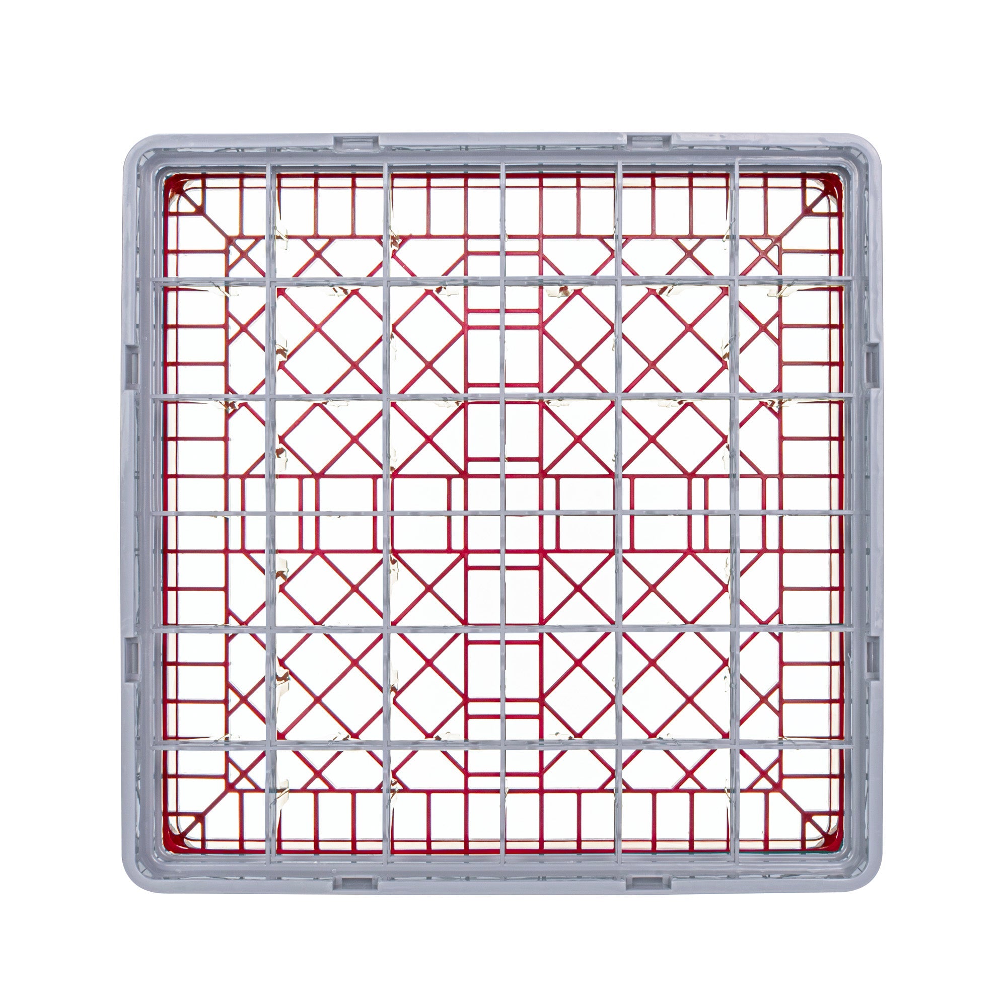 Clean Tek Professional Red Glass Rack - 36 Compartments, 1 Full Drop and 1 Half Drop Extender - 19 3/4" x 19 3/4" x 7 1/4" - 1 count box