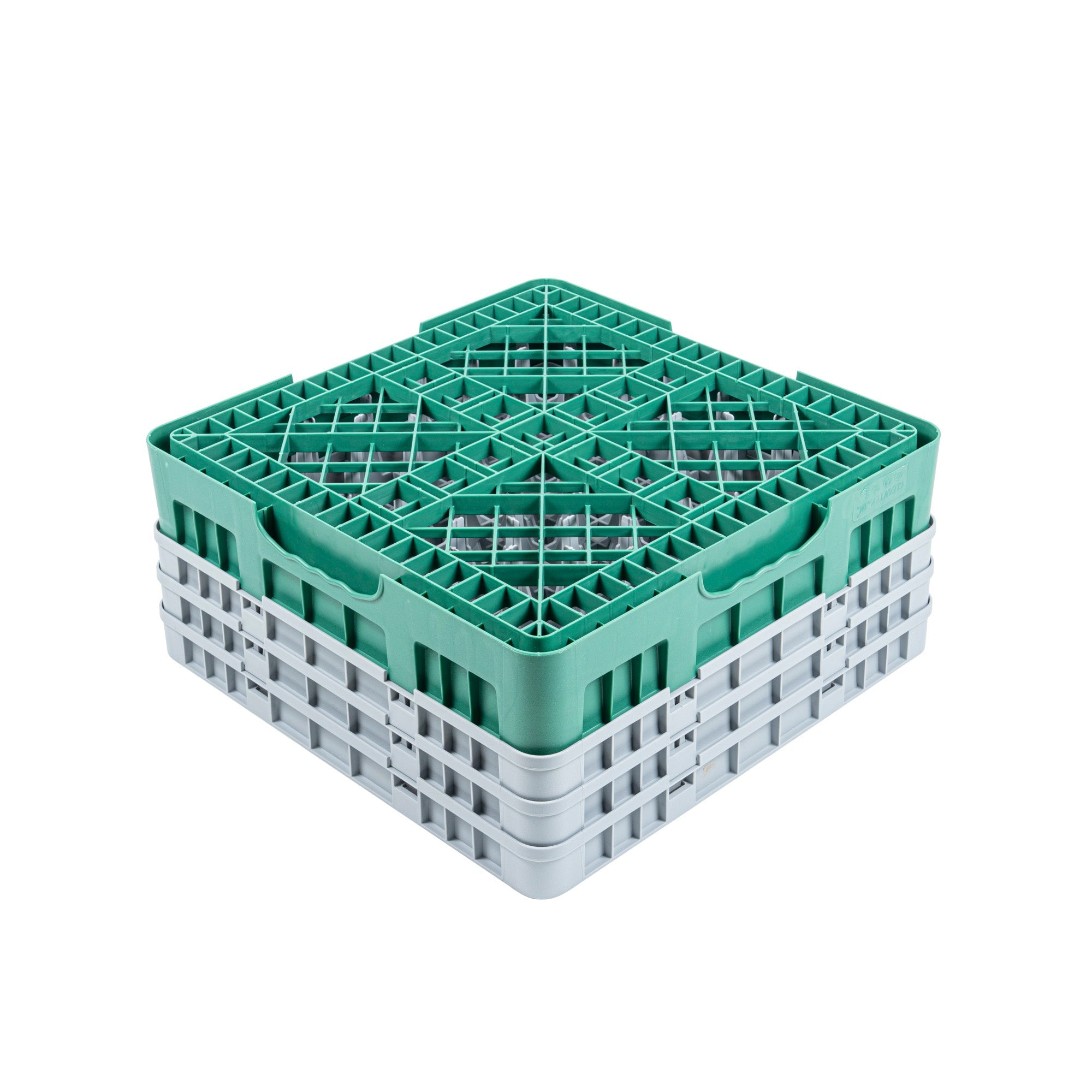 Clean Tek Professional Green Glass Rack - 36 Compartments, 1 Full Drop and 2 Half Drop Extenders - 19 3/4" x 19 3/4" x 8 3/4" - 1 count box