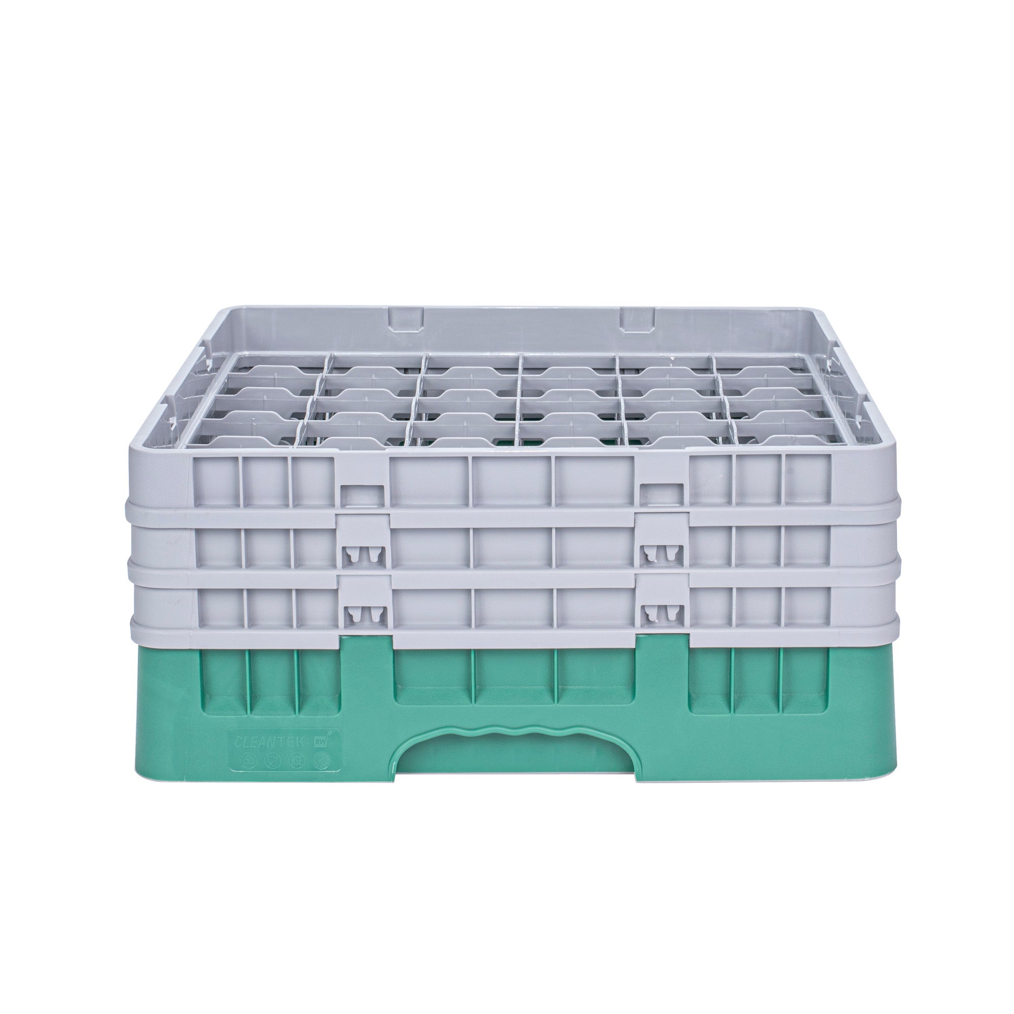 Clean Tek Professional Green Glass Rack - 36 Compartments, 1 Full Drop and 2 Half Drop Extenders - 19 3/4" x 19 3/4" x 8 3/4" - 1 count box