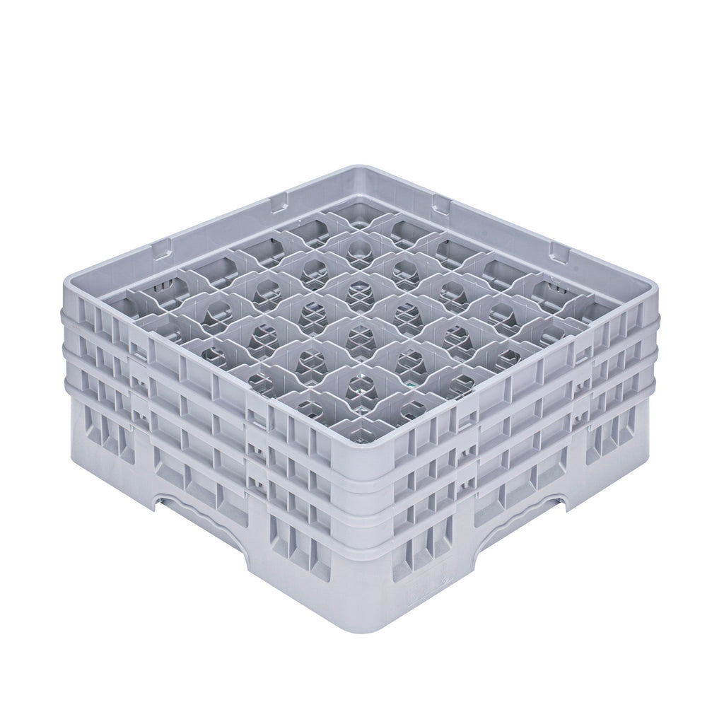 Clean Tek Professional Gray Glass Rack - 36 Compartments, 1 Full Drop and 2 Half Drop Extenders - 19 3/4" x 19 3/4" x 8 3/4" - 1 count box