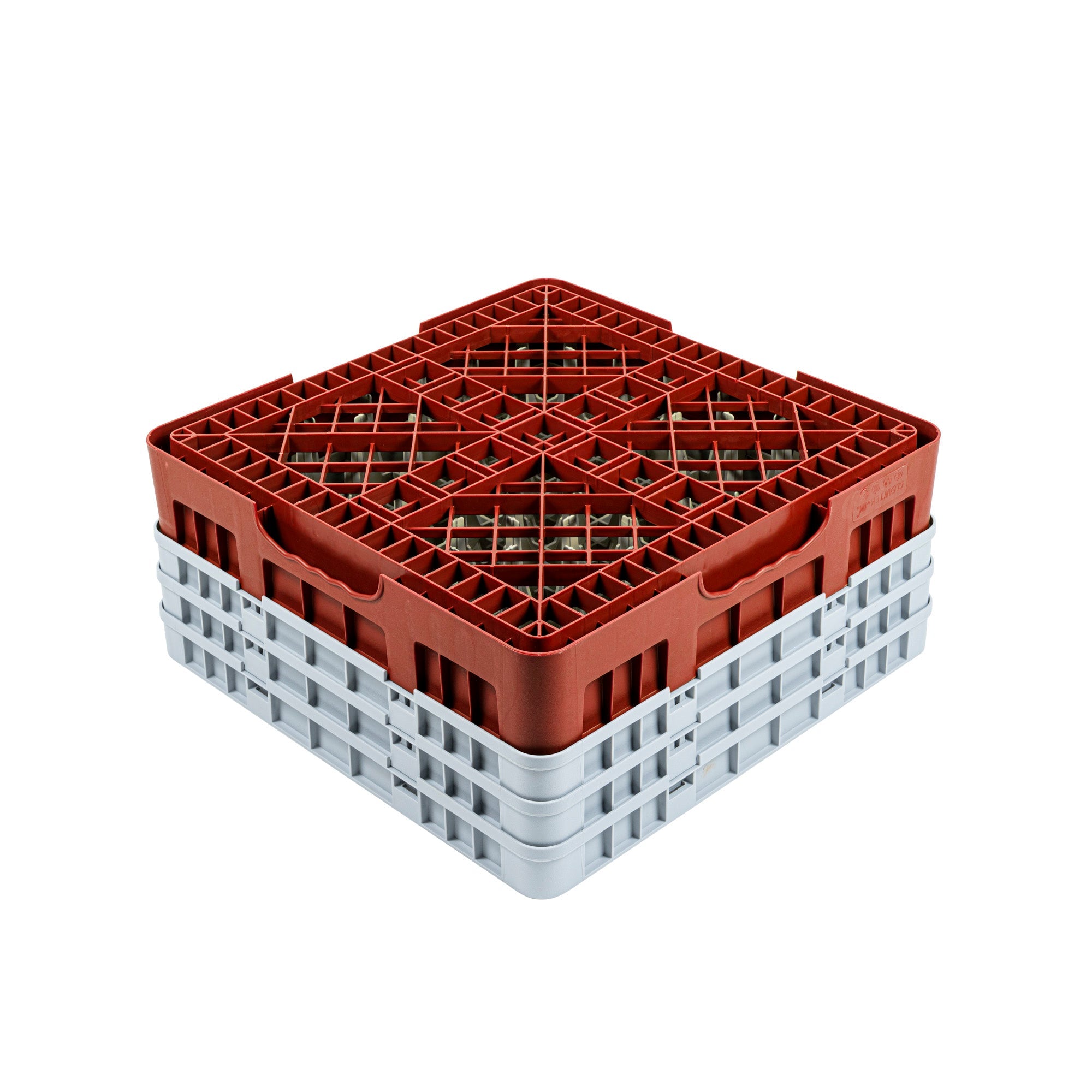 Clean Tek Professional Red Glass Rack - 36 Compartments, 1 Full Drop and 2 Half Drop Extenders - 19 3/4" x 19 3/4" x 8 3/4" - 1 count box