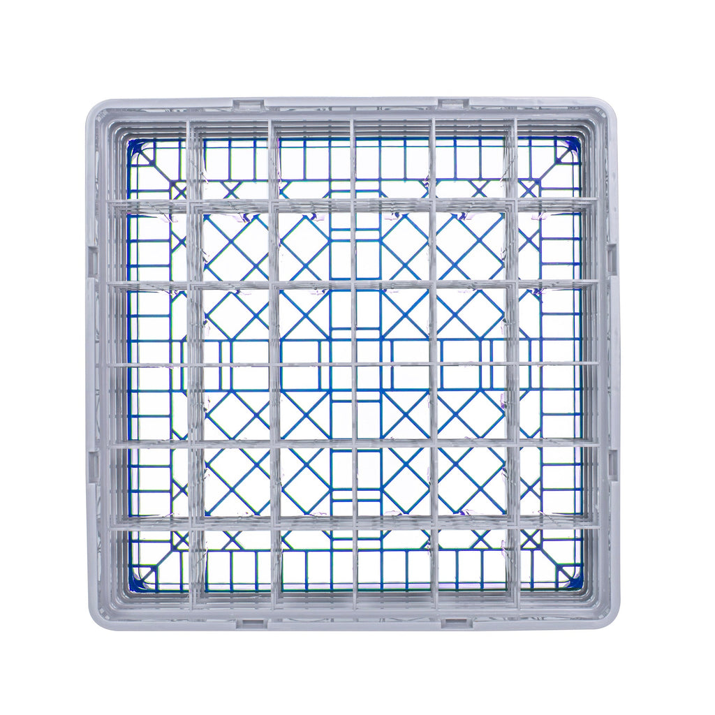 Clean Tek Professional Blue Glass Rack - 36 Compartments, 1 Full Drop and 3 Half Drop Extenders - 19 3/4" x 19 3/4" x 10 1/2" - 1 count box