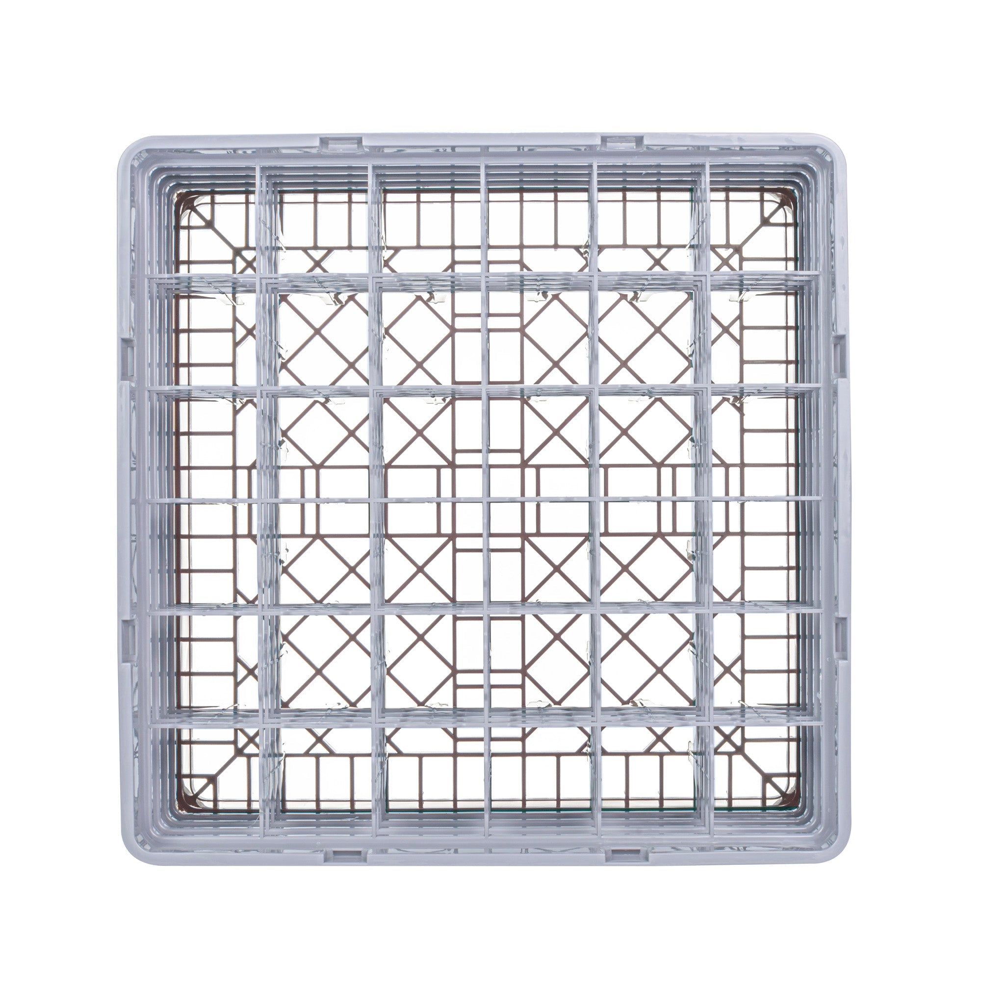 Clean Tek Professional Brown Glass Rack - 36 Compartments, 1 Full Drop and 3 Half Drop Extenders - 19 3/4" x 19 3/4" x 10 1/2" - 1 count box
