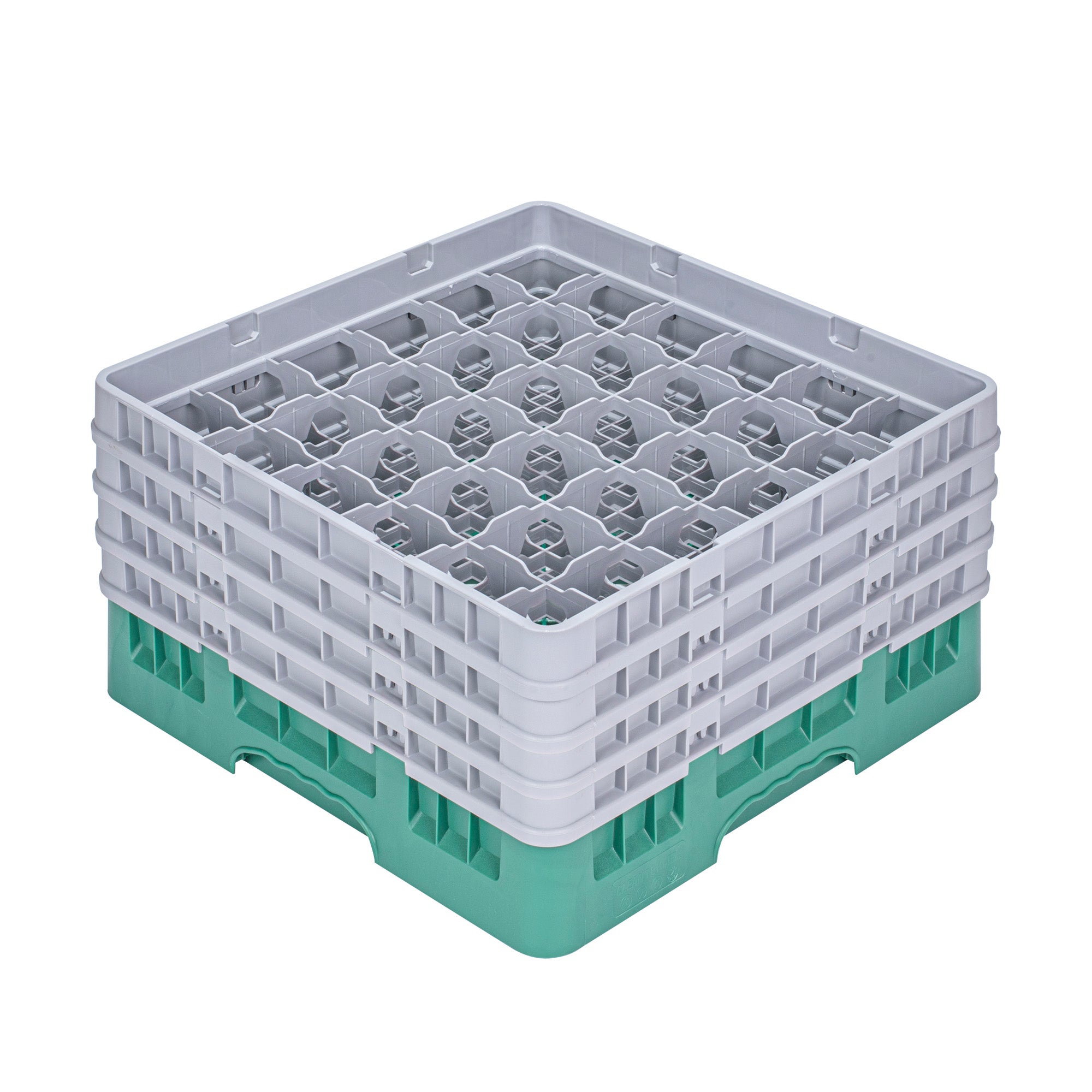 Clean Tek Professional Green Glass Rack - 36 Compartments, 1 Full Drop and 3 Half Drop Extenders - 19 3/4" x 19 3/4" x 10 1/2" - 1 count box