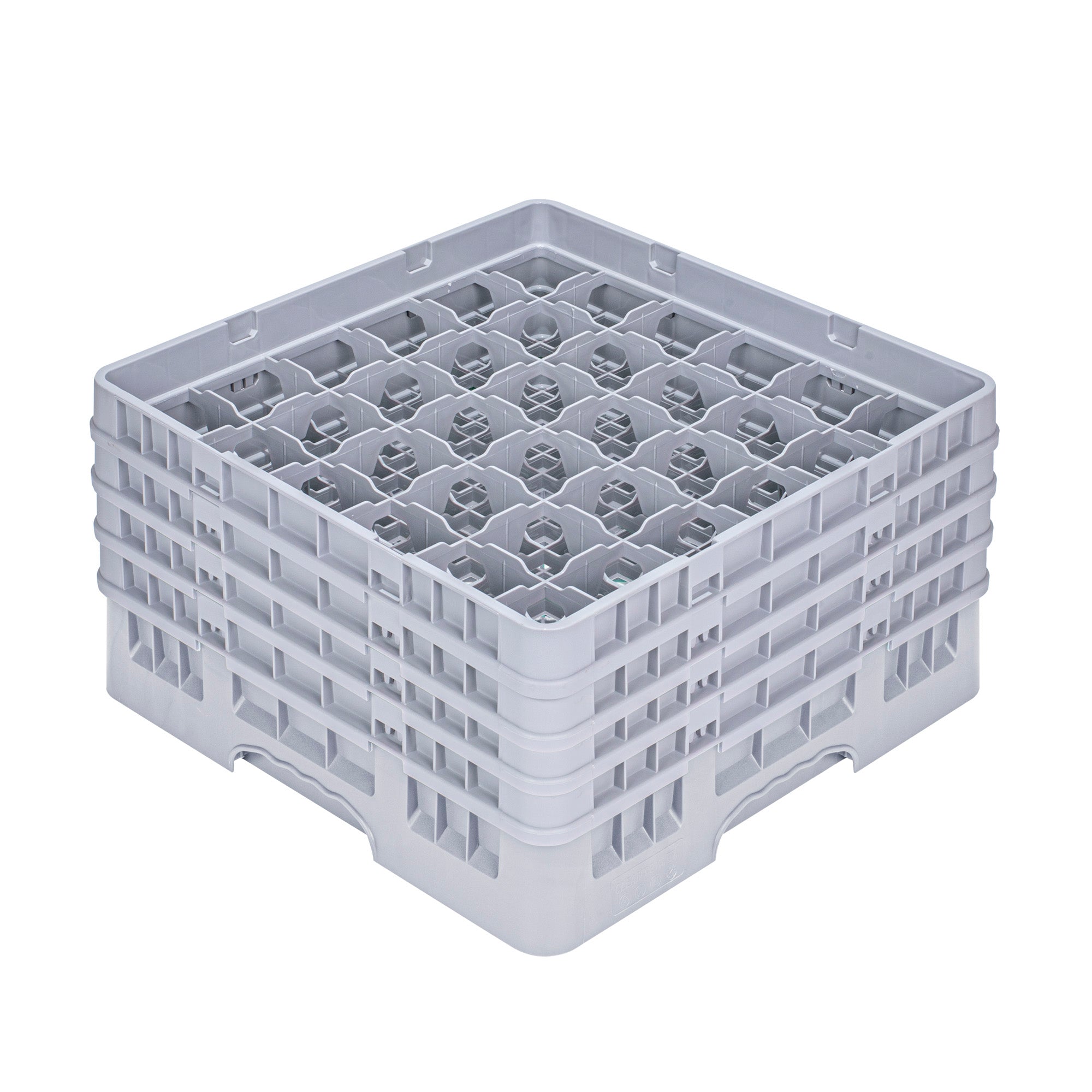 Clean Tek Professional Gray Glass Rack - 36 Compartments, 1 Full Drop and 3 Half Drop Extenders - 19 3/4" x 19 3/4" x 10 1/2" - 1 count box