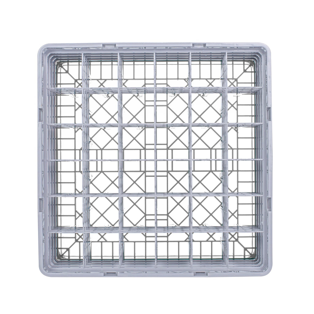 Clean Tek Professional Gray Glass Rack - 36 Compartments, 1 Full Drop and 3 Half Drop Extenders - 19 3/4" x 19 3/4" x 10 1/2" - 1 count box
