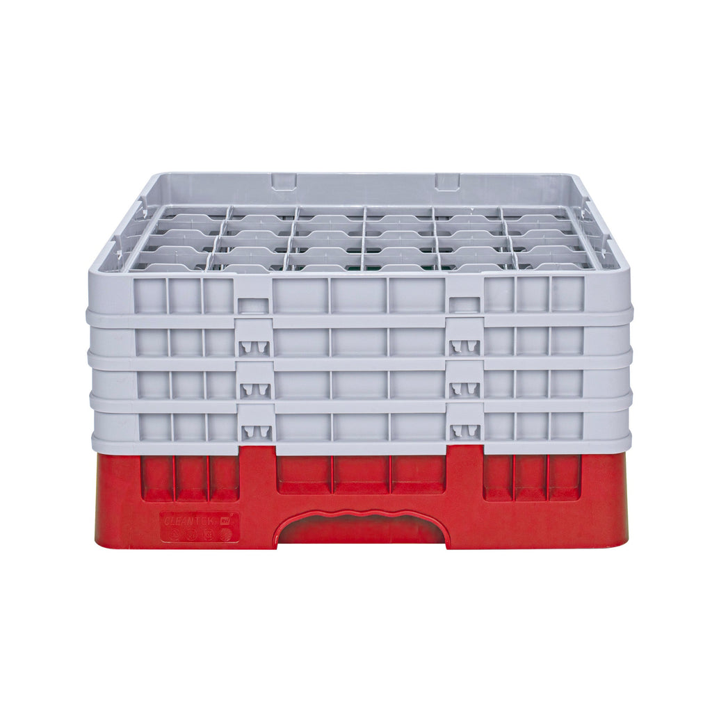 Clean Tek Professional Red Glass Rack - 36 Compartments, 1 Full Drop and 3 Half Drop Extenders - 19 3/4" x 19 3/4" x 10 1/2" - 1 count box