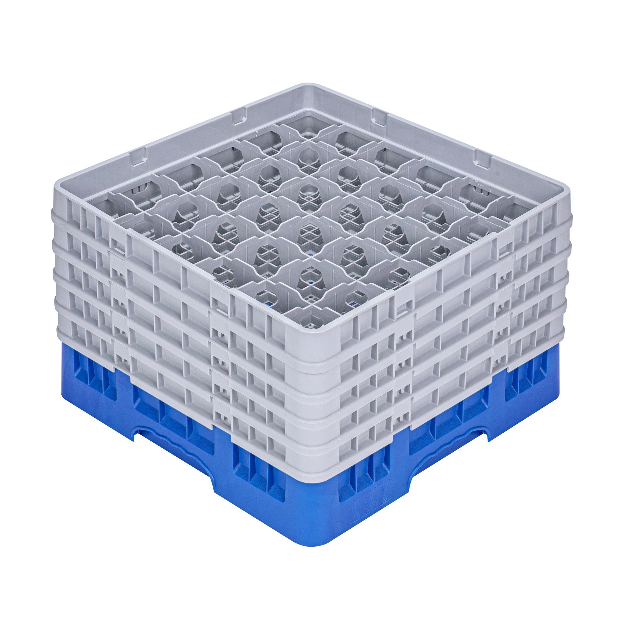 Clean Tek Professional Blue Glass Rack - 36 Compartments, 1 Full Drop and 4 Half Drop Extenders - 19 3/4" x 19 3/4" x 12 1/4" - 1 count box