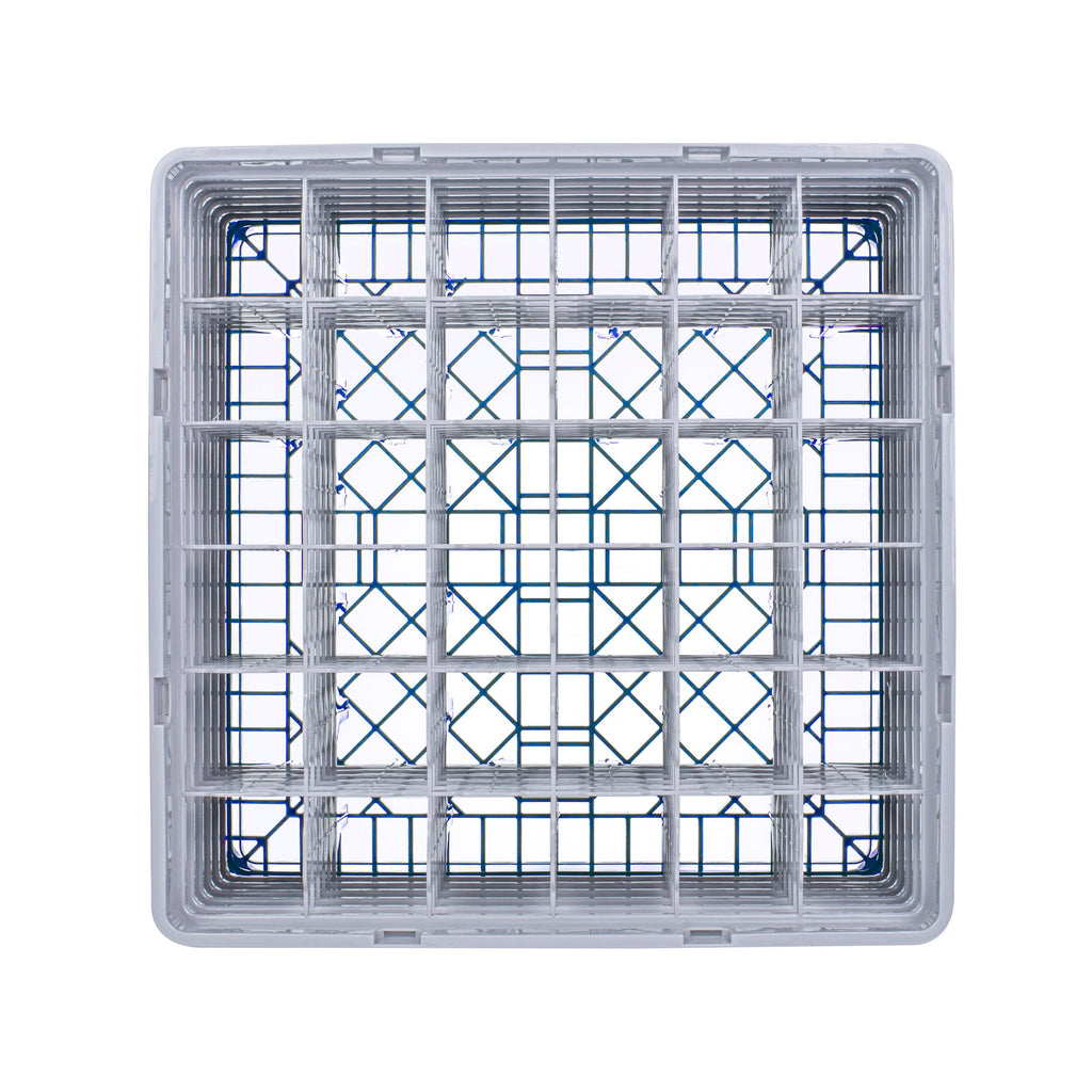 Clean Tek Professional Blue Glass Rack - 36 Compartments, 1 Full Drop and 4 Half Drop Extenders - 19 3/4" x 19 3/4" x 12 1/4" - 1 count box