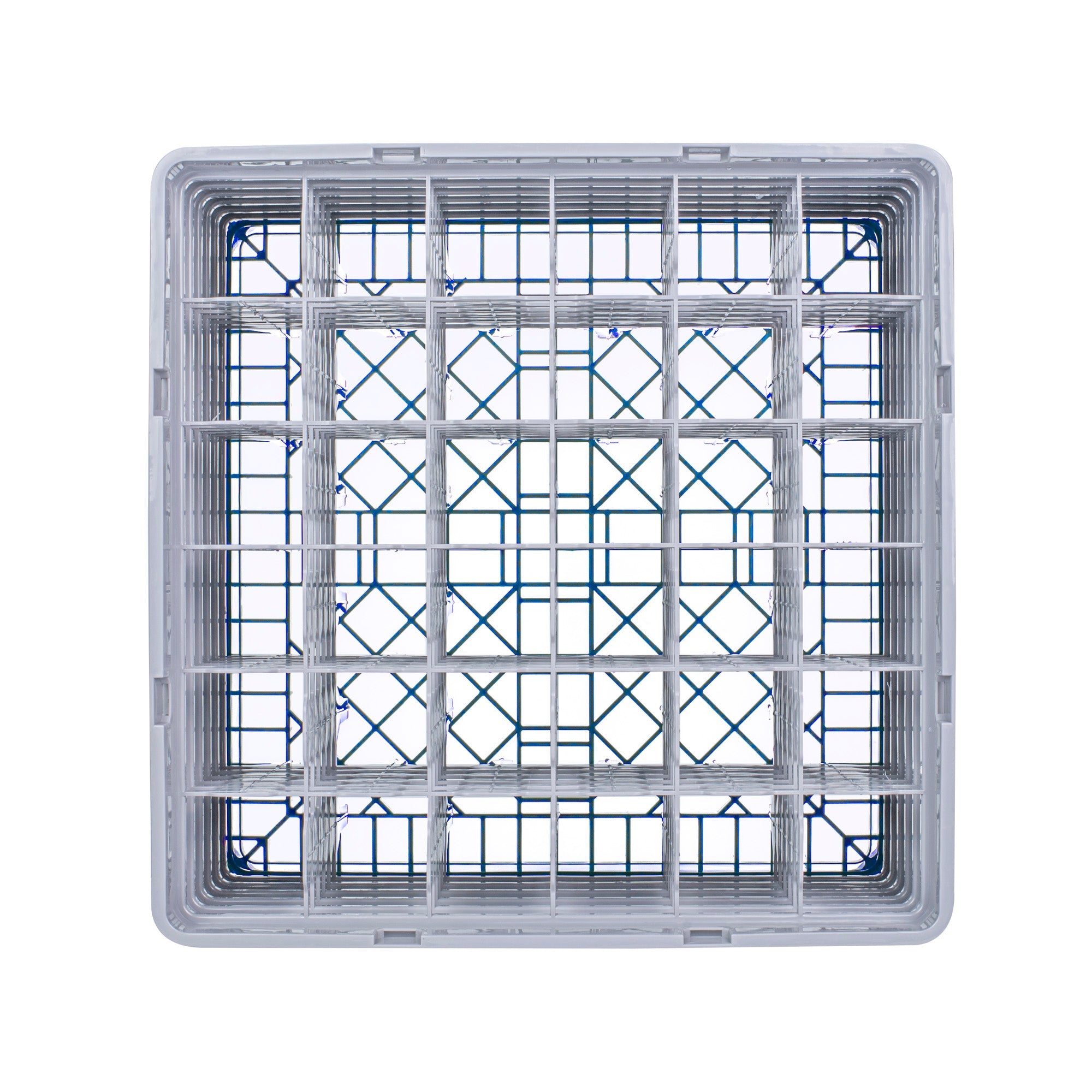 Clean Tek Professional Blue Glass Rack - 36 Compartments, 1 Full Drop and 4 Half Drop Extenders - 19 3/4" x 19 3/4" x 12 1/4" - 1 count box
