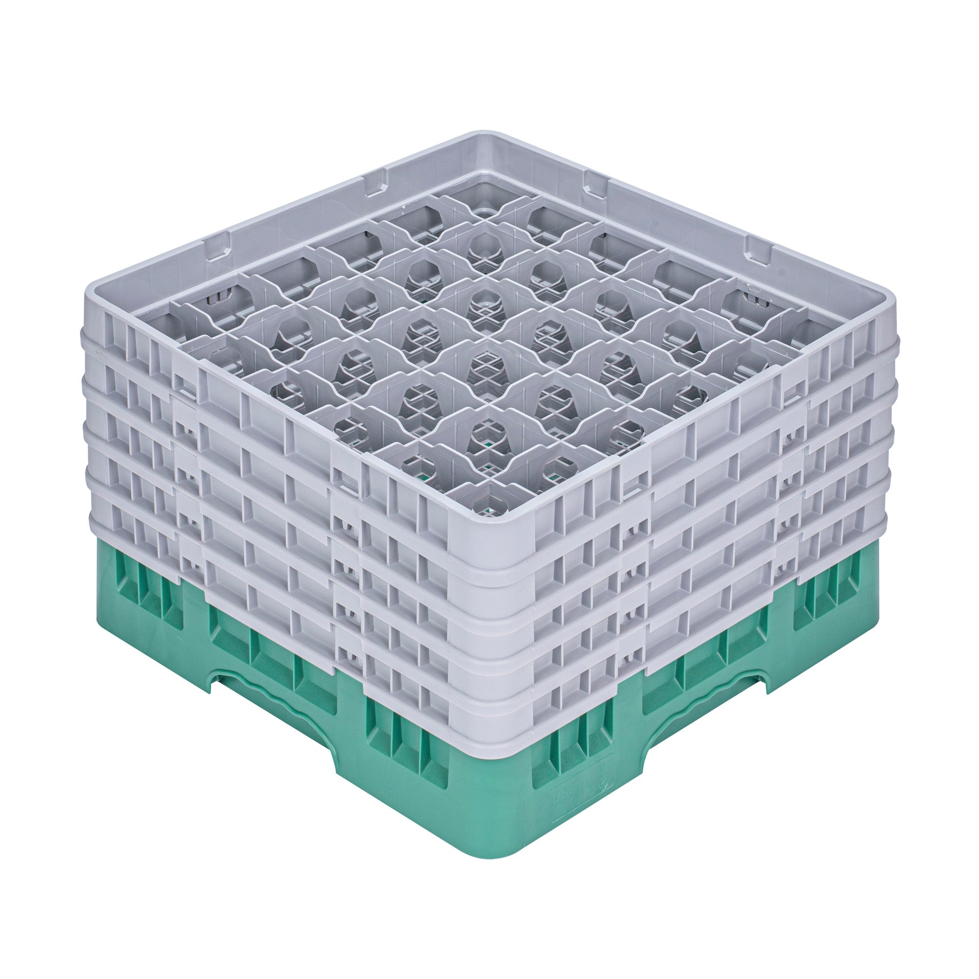 Clean Tek Professional Green Glass Rack - 36 Compartments, 1 Full Drop and 4 Half Drop Extenders - 19 3/4" x 19 3/4" x 12 1/4" - 1 count box