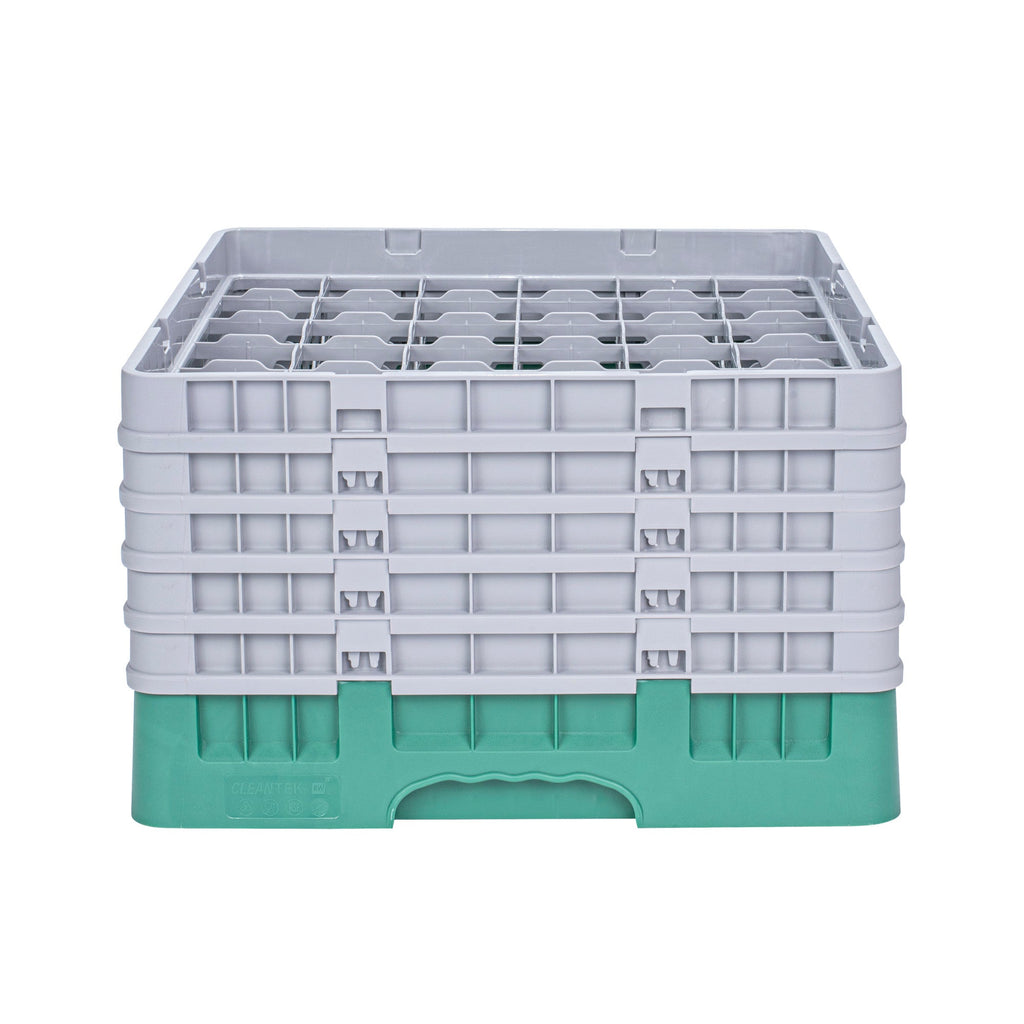 Clean Tek Professional Green Glass Rack - 36 Compartments, 1 Full Drop and 4 Half Drop Extenders - 19 3/4" x 19 3/4" x 12 1/4" - 1 count box