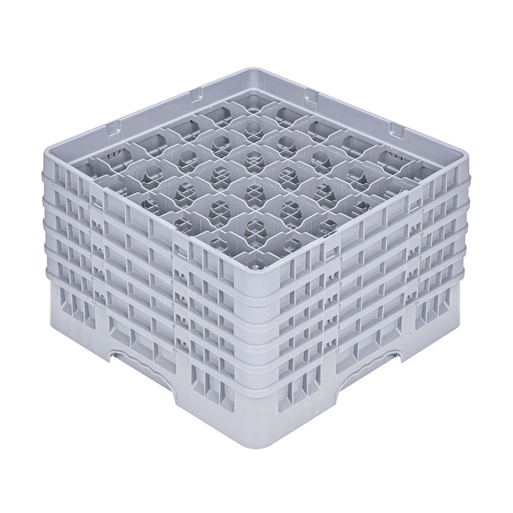 Clean Tek Professional Gray Glass Rack - 36 Compartments, 1 Full Drop and 4 Half Drop Extenders - 19 3/4" x 19 3/4" x 12 1/4" - 1 count box