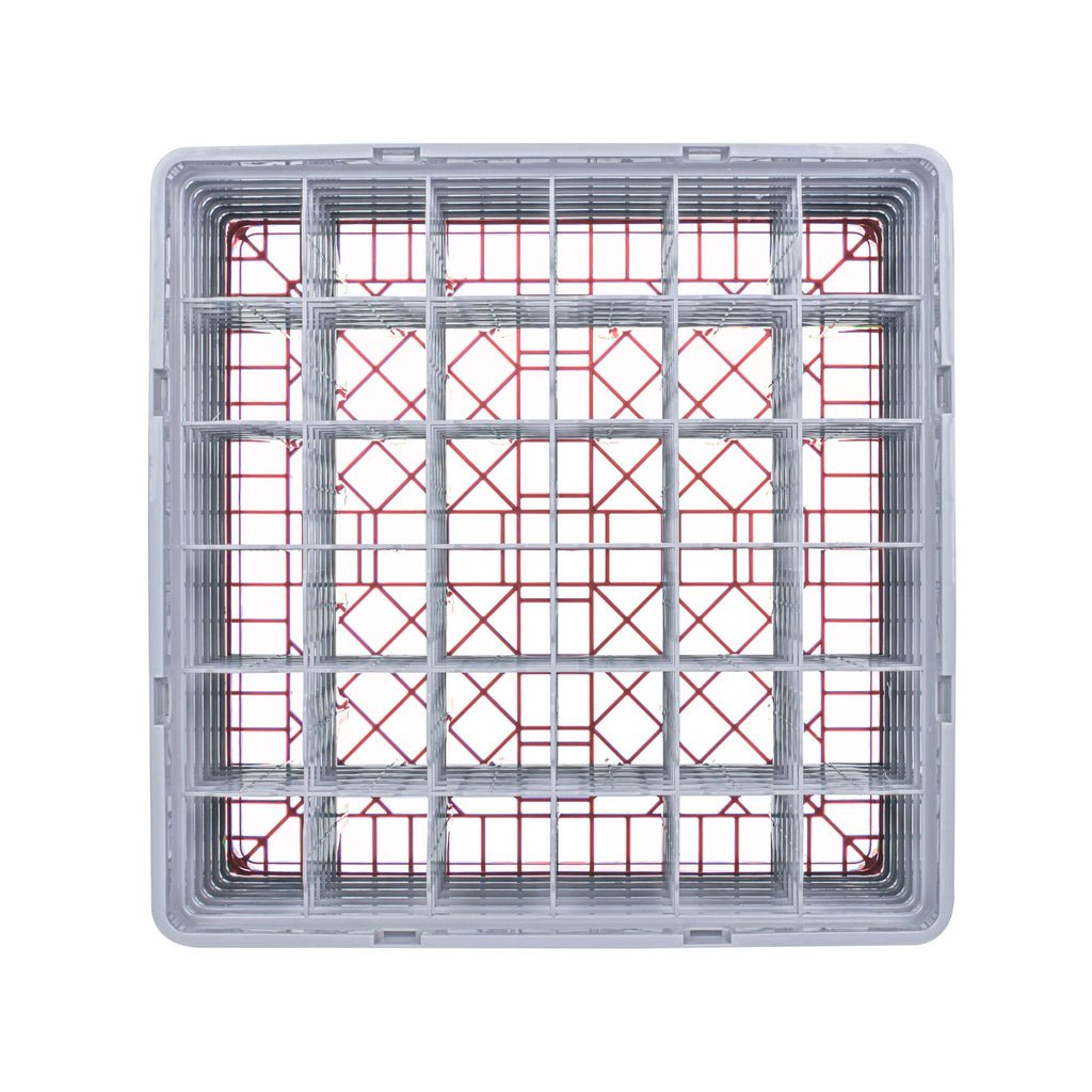 Clean Tek Professional Red Glass Rack - 36 Compartments, 1 Full Drop and 4 Half Drop Extenders - 19 3/4" x 19 3/4" x 12 1/4" - 1 count box