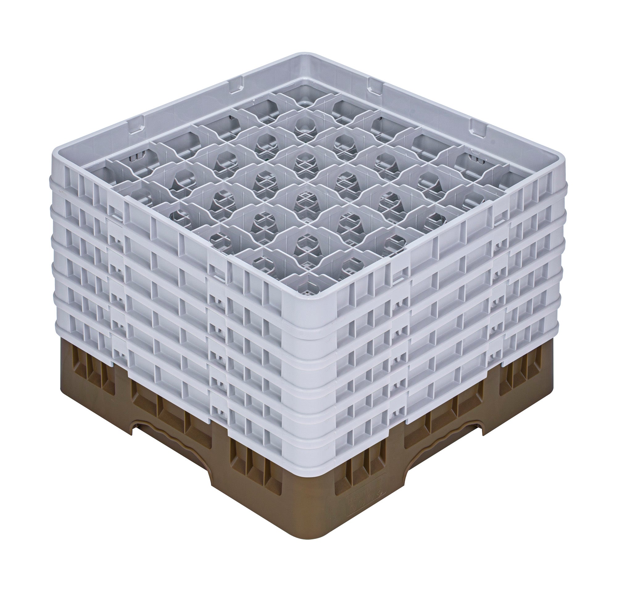 Clean Tek Professional Brown Glass Rack - 36 Compartments, 1 Full Drop and 5 Half Drop Extenders - 19 3/4" x 19 3/4" x 13 3/4" - 1 count box