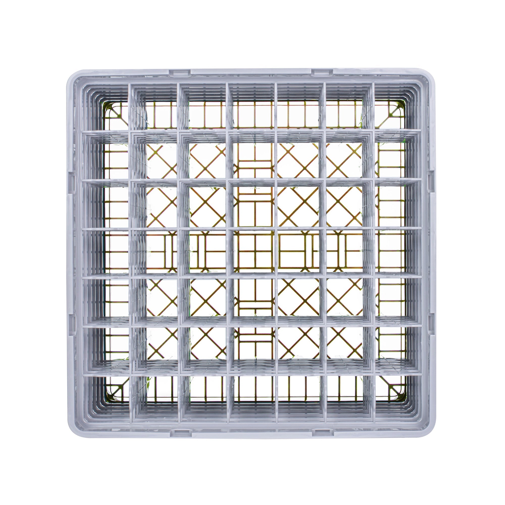 Clean Tek Professional Brown Glass Rack - 36 Compartments, 1 Full Drop and 5 Half Drop Extenders - 19 3/4" x 19 3/4" x 13 3/4" - 1 count box