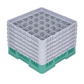 Clean Tek Professional Green Glass Rack - 36 Compartments, 1 Full Drop and 5 Half Drop Extenders - 19 3/4" x 19 3/4" x 13 3/4" - 1 count box