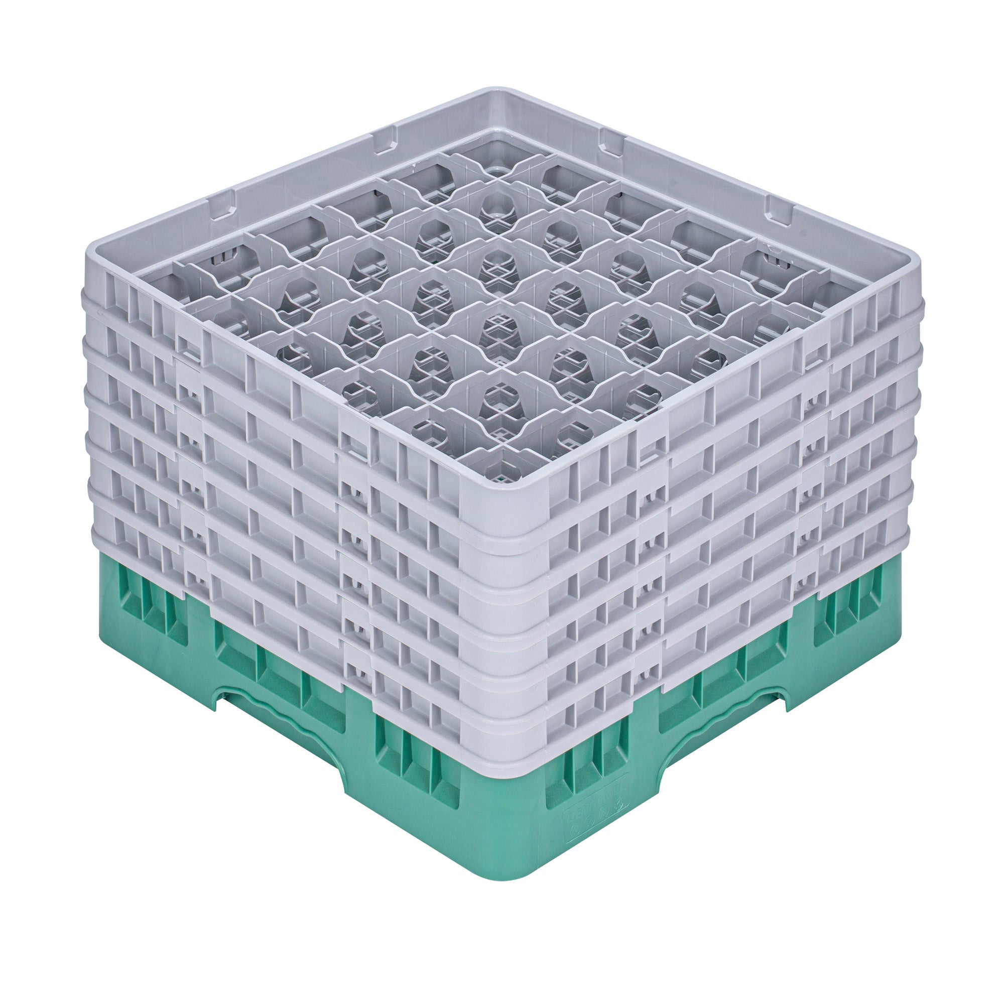 Clean Tek Professional Green Glass Rack - 36 Compartments, 1 Full Drop and 5 Half Drop Extenders - 19 3/4" x 19 3/4" x 13 3/4" - 1 count box