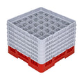 Clean Tek Professional Red Glass Rack - 36 Compartments, 1 Full Drop and 5 Half Drop Extenders - 19 3/4" x 19 3/4" x 13 3/4" - 1 count box