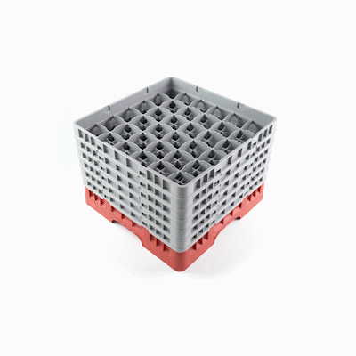 Clean Tek Professional Red Glass Rack - 36 Compartments, 1 Full Drop and 5 Half Drop Extenders - 19 3/4" x 19 3/4" x 13 3/4" - 1 count box