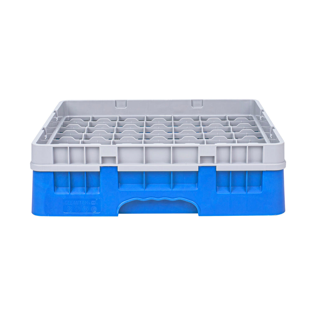 Clean Tek Professional Blue Glass Rack - 49 Compartments, 1 Full Drop Extender - 19 3/4" x 19 3/4" x 5 3/4" - 1 count box