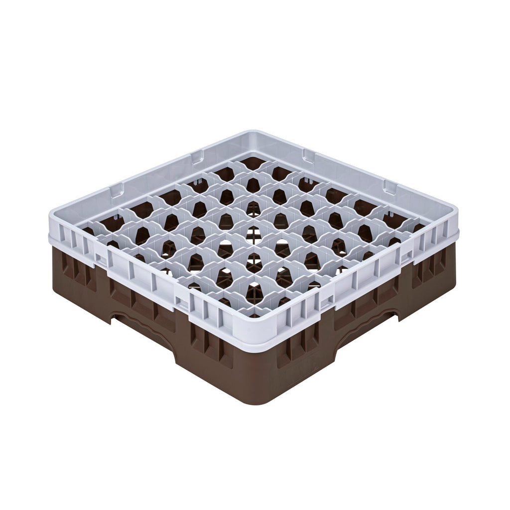 Clean Tek Professional Brown Glass Rack - 49 Compartments, 1 Full Drop Extender - 19 3/4" x 19 3/4" x 5 3/4" - 1 count box