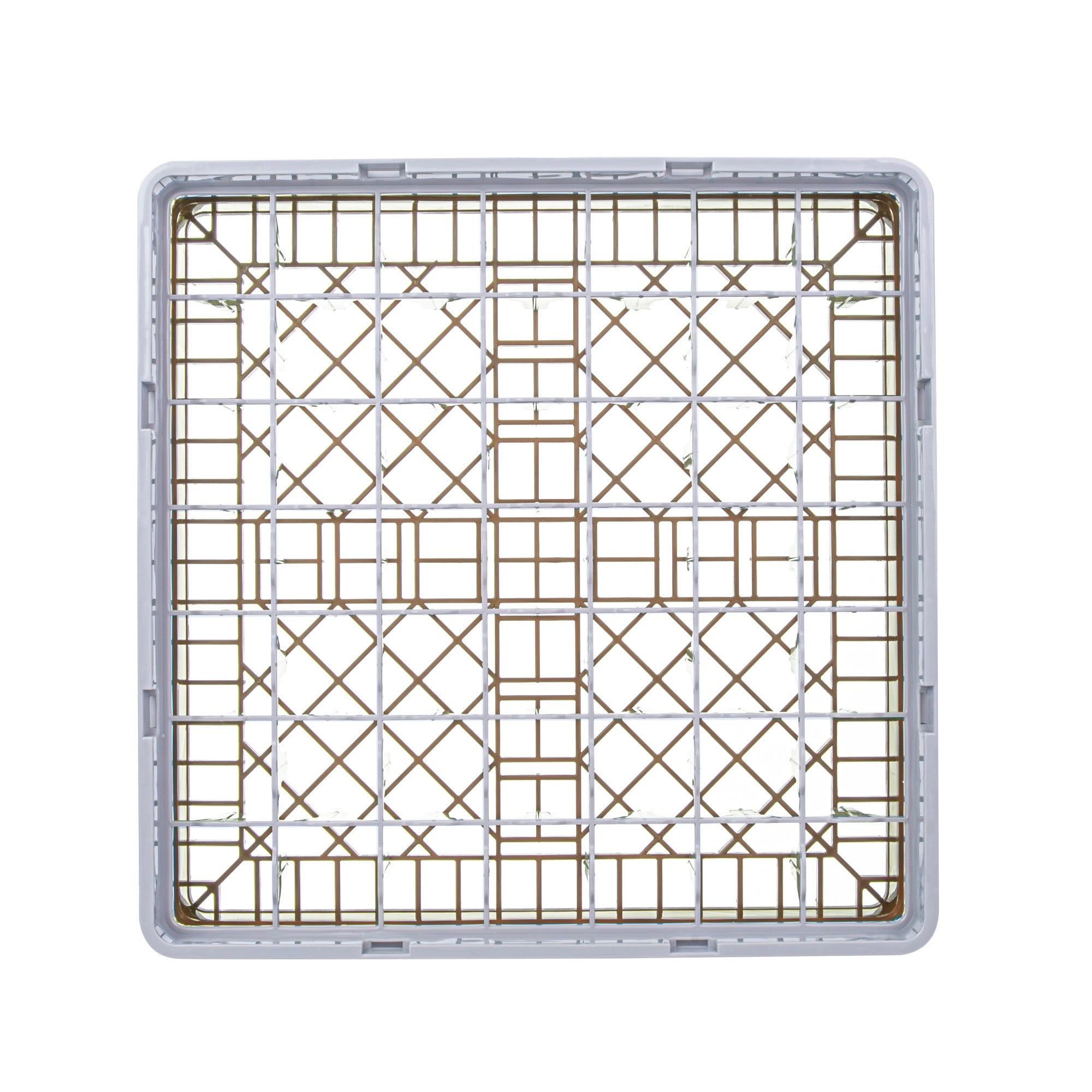 Clean Tek Professional Brown Glass Rack - 49 Compartments, 1 Full Drop Extender - 19 3/4" x 19 3/4" x 5 3/4" - 1 count box
