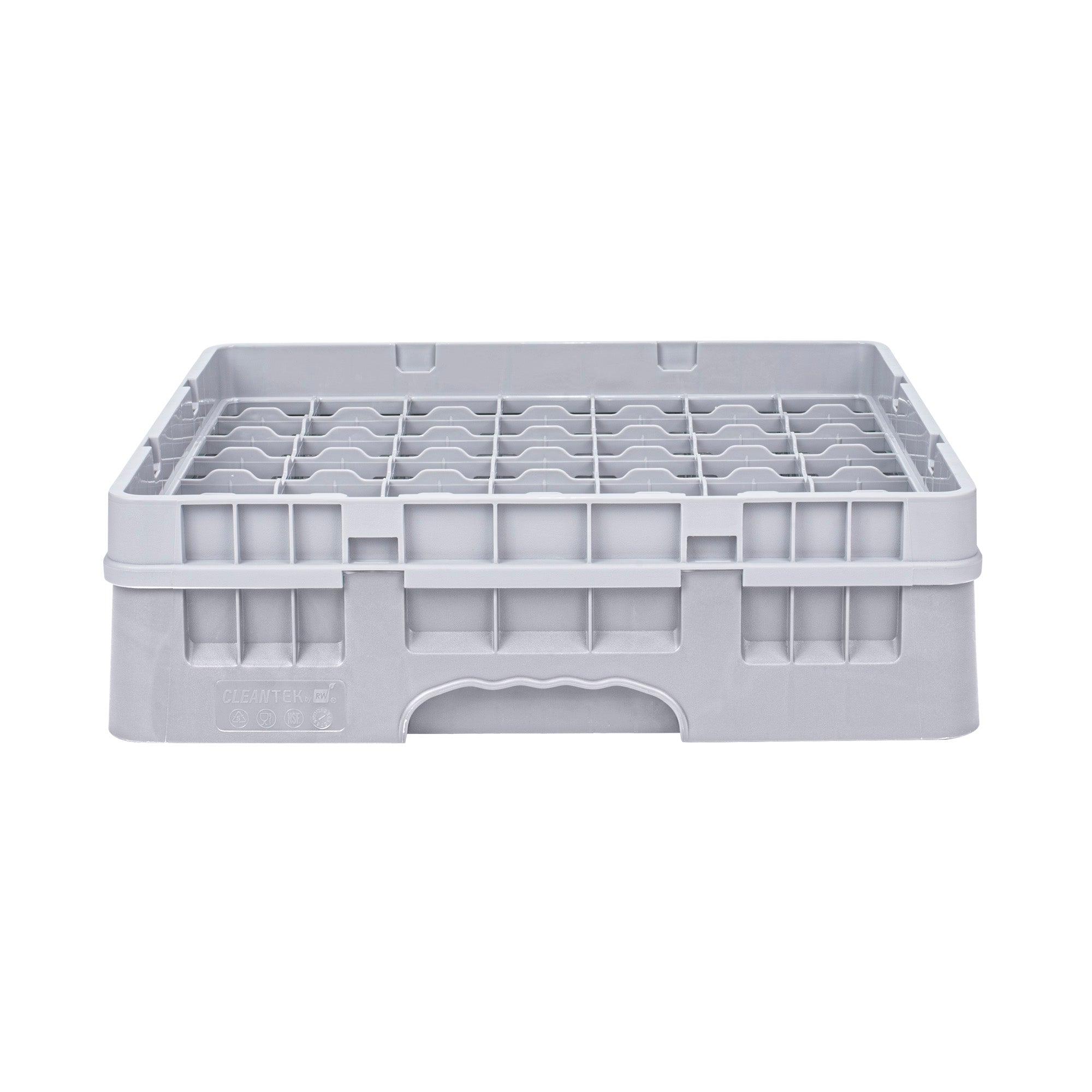 Clean Tek Professional Gray Glass Rack - 49 Compartments, 1 Full Drop Extender - 19 3/4" x 19 3/4" x 5 3/4" - 1 count box